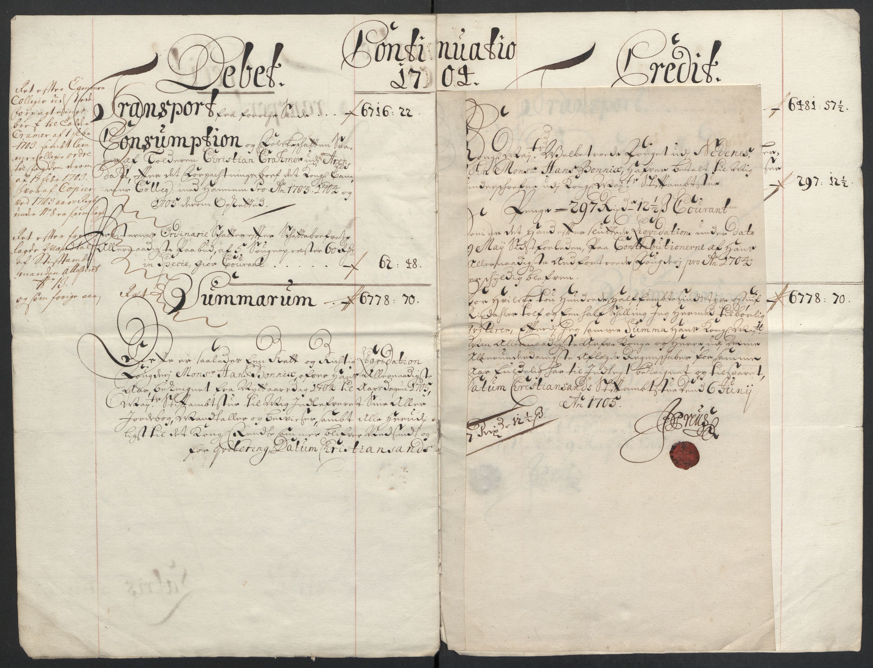 Rentekammeret inntil 1814, Reviderte regnskaper, Fogderegnskap, AV/RA-EA-4092/R39/L2317: Fogderegnskap Nedenes, 1704-1705, p. 7