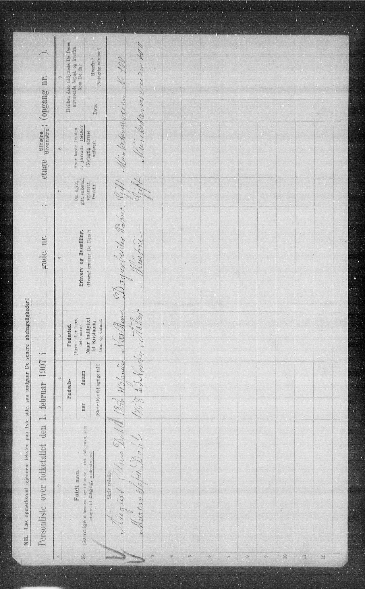 OBA, Municipal Census 1907 for Kristiania, 1907, p. 34711
