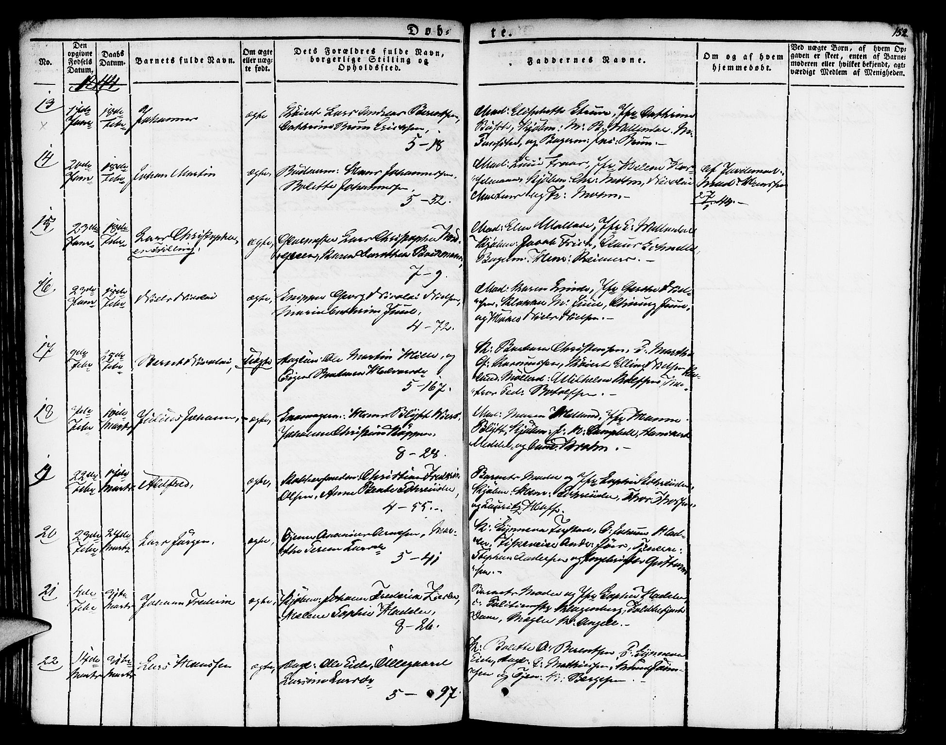 Nykirken Sokneprestembete, SAB/A-77101/H/Haa/L0012: Parish register (official) no. A 12, 1821-1844, p. 152