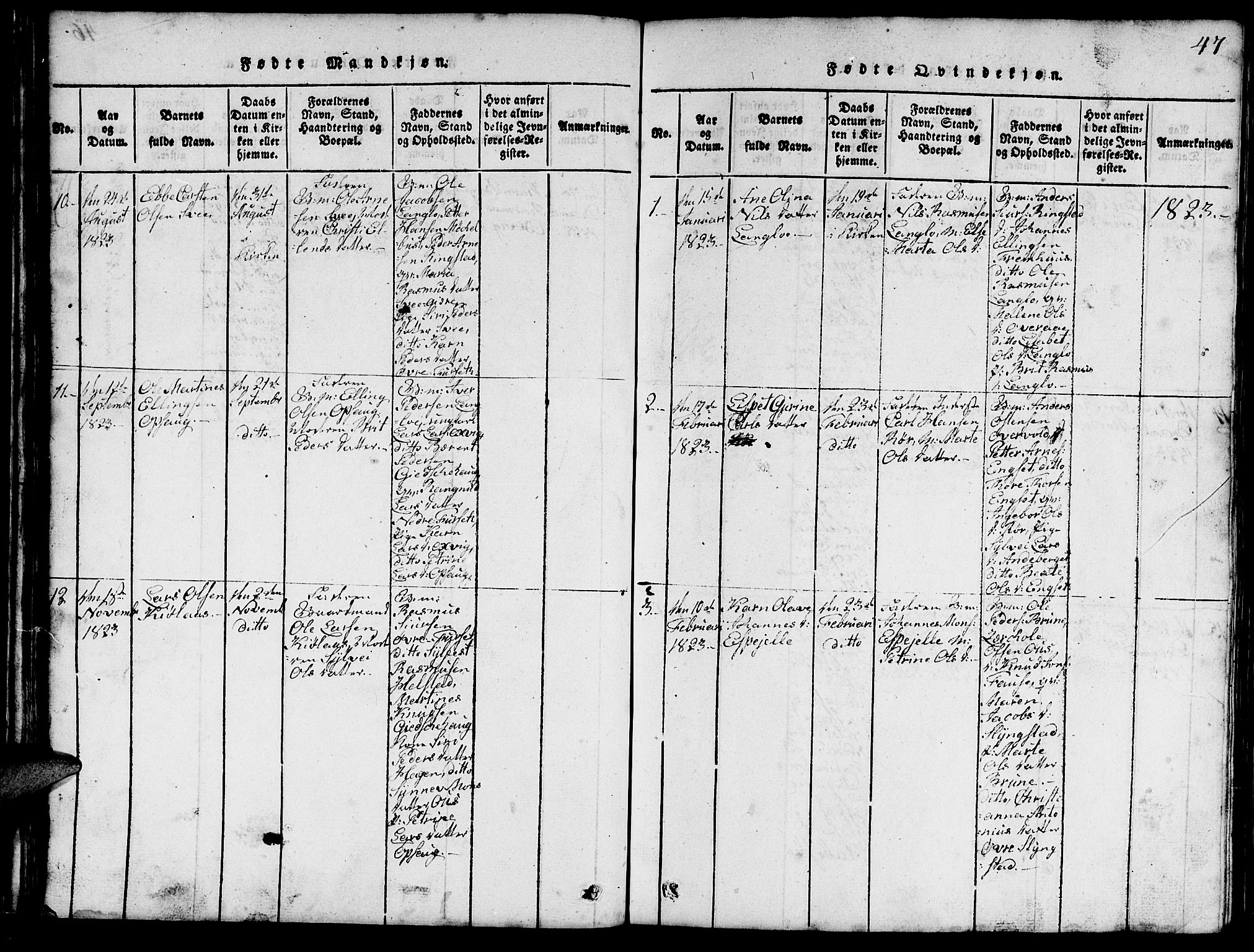 Ministerialprotokoller, klokkerbøker og fødselsregistre - Møre og Romsdal, AV/SAT-A-1454/520/L0289: Parish register (copy) no. 520C01, 1817-1837, p. 47