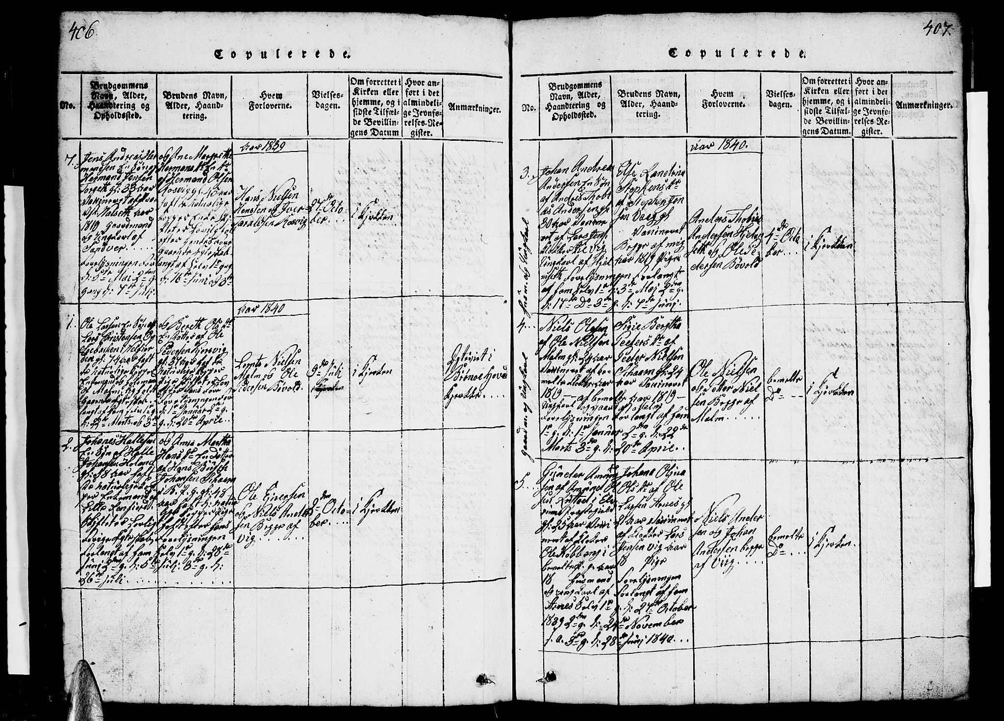 Ministerialprotokoller, klokkerbøker og fødselsregistre - Nordland, SAT/A-1459/812/L0186: Parish register (copy) no. 812C04, 1820-1849, p. 406-407