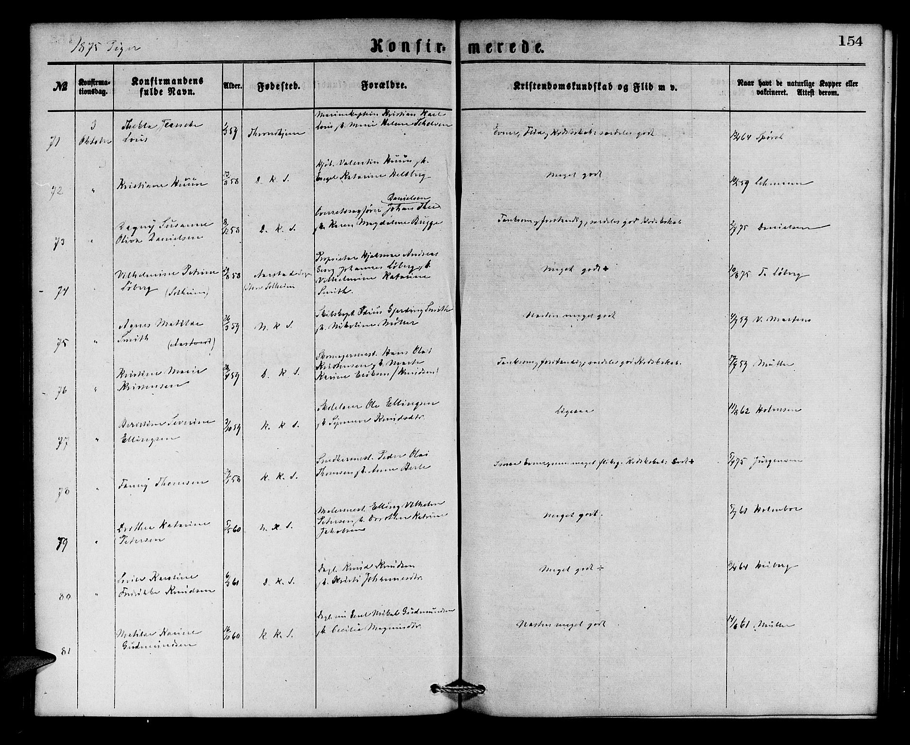 Korskirken sokneprestembete, AV/SAB-A-76101/H/Hab: Parish register (copy) no. C 2, 1869-1879, p. 154