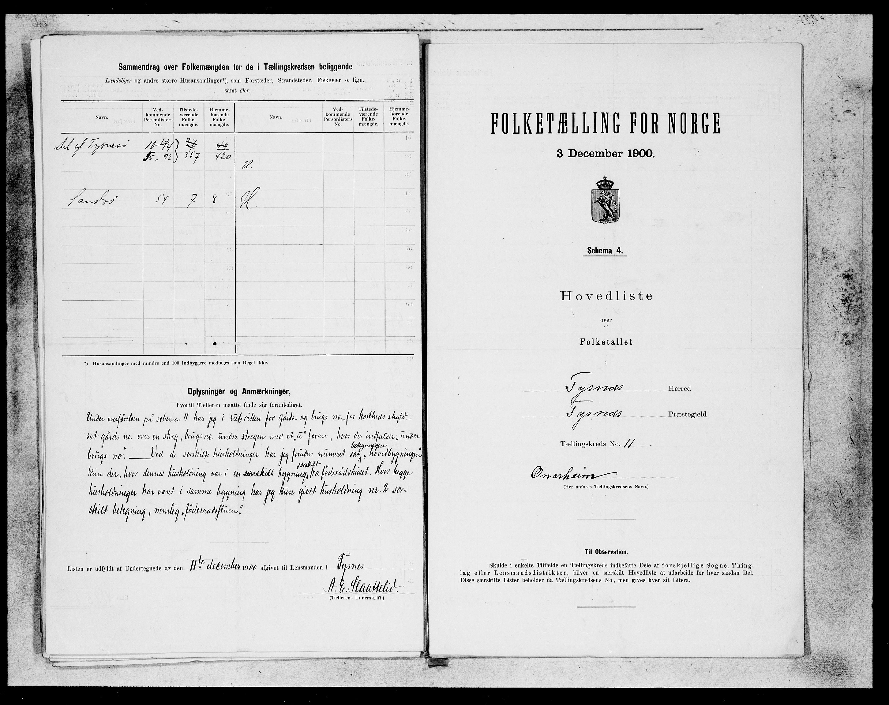 SAB, 1900 census for Tysnes, 1900, p. 23