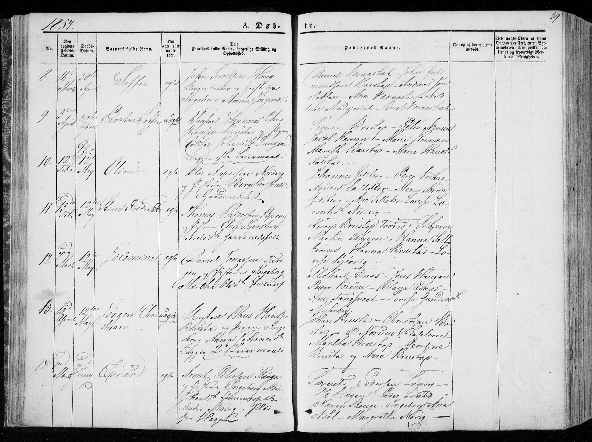 Ministerialprotokoller, klokkerbøker og fødselsregistre - Nord-Trøndelag, SAT/A-1458/722/L0218: Parish register (official) no. 722A05, 1843-1868, p. 59