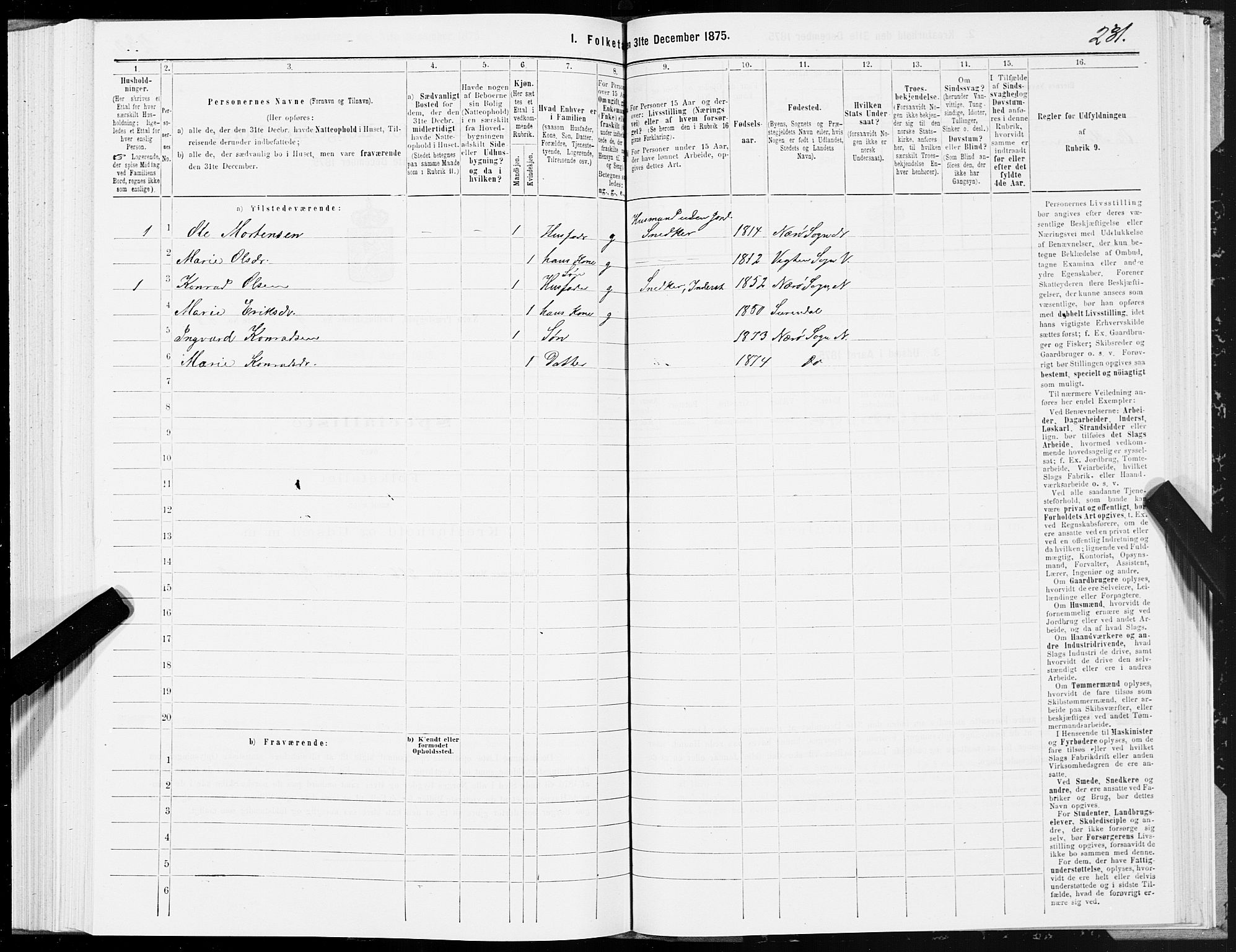 SAT, 1875 census for 1751P Nærøy, 1875, p. 2231