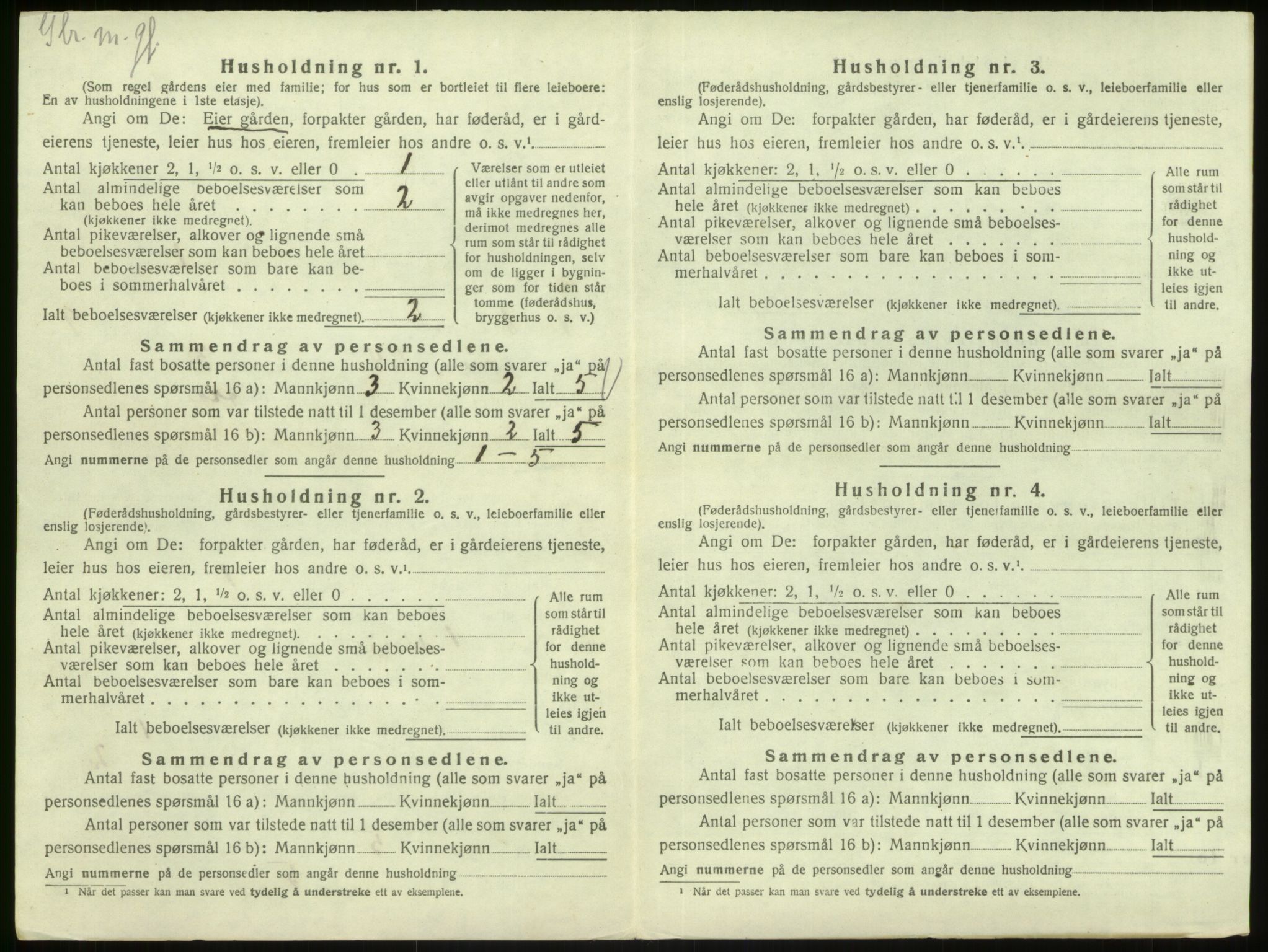 SAB, 1920 census for Austrheim, 1920, p. 422