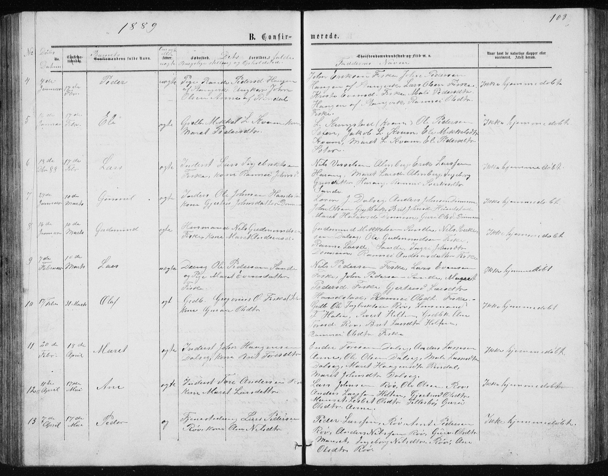 Ministerialprotokoller, klokkerbøker og fødselsregistre - Møre og Romsdal, AV/SAT-A-1454/597/L1064: Parish register (copy) no. 597C01, 1866-1898, p. 103