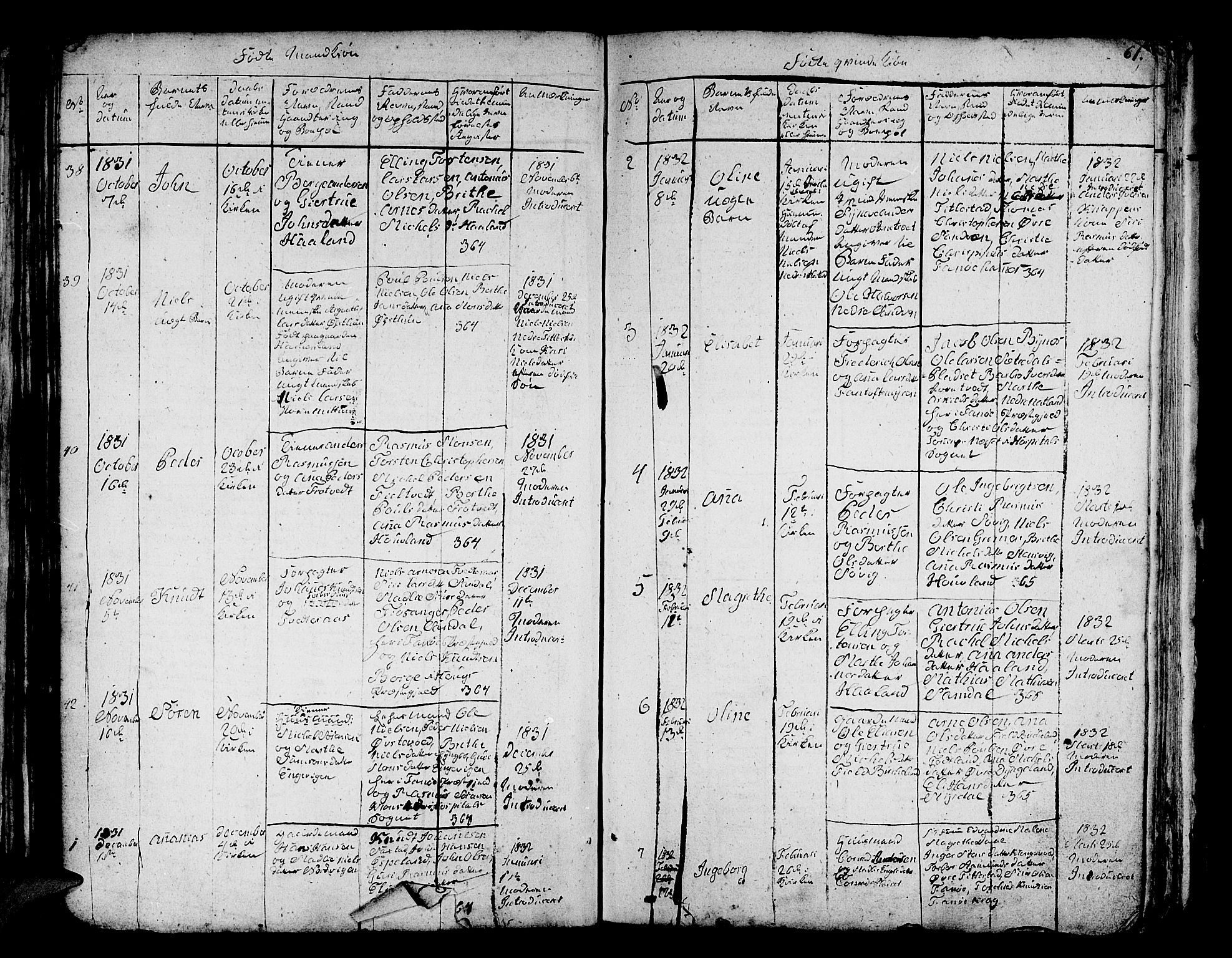 Fana Sokneprestembete, AV/SAB-A-75101/H/Hab/Habc/L0001: Parish register (copy) no. C 1, 1824-1837, p. 61