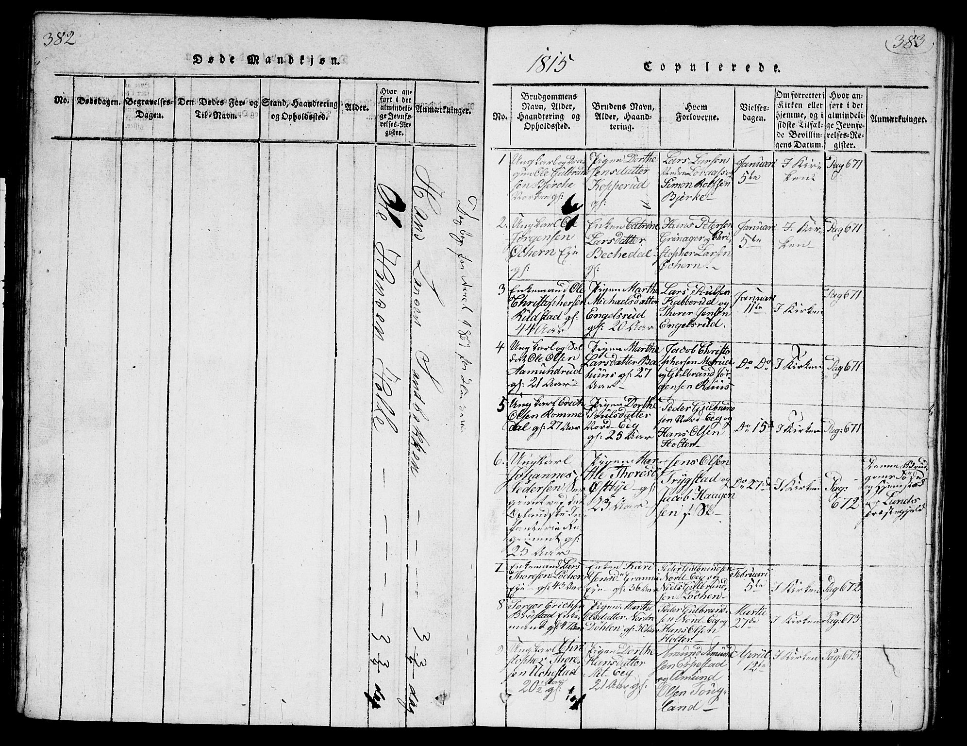 Nannestad prestekontor Kirkebøker, SAO/A-10414a/G/Ga/L0001: Parish register (copy) no. I 1, 1815-1839, p. 382-383