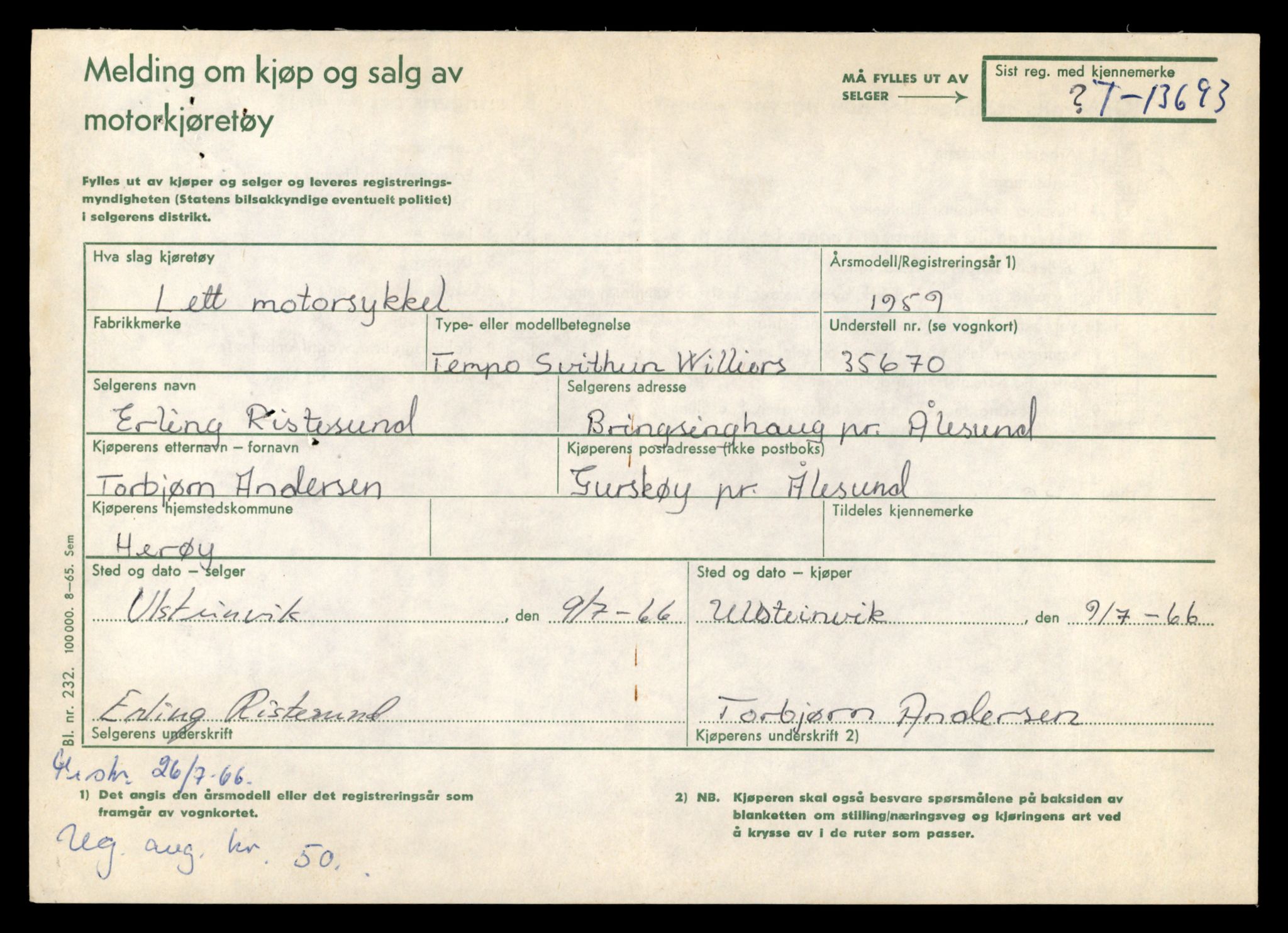 Møre og Romsdal vegkontor - Ålesund trafikkstasjon, AV/SAT-A-4099/F/Fe/L0040: Registreringskort for kjøretøy T 13531 - T 13709, 1927-1998, p. 2781