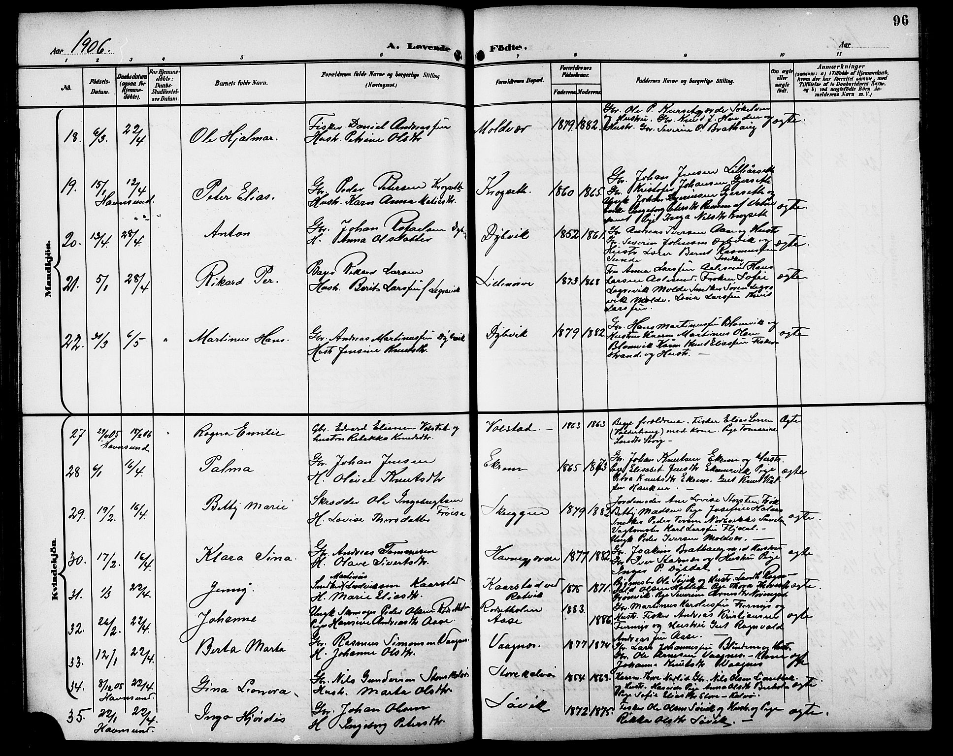 Ministerialprotokoller, klokkerbøker og fødselsregistre - Møre og Romsdal, AV/SAT-A-1454/528/L0432: Parish register (copy) no. 528C13, 1898-1918, p. 96