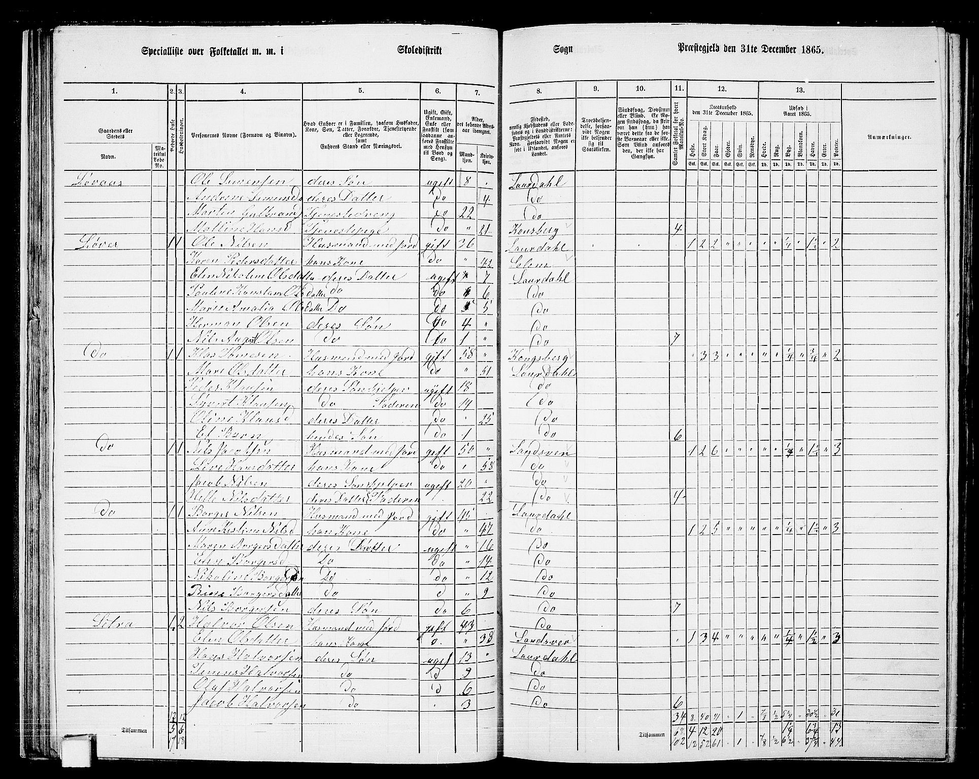 RA, 1865 census for Lardal, 1865, p. 34