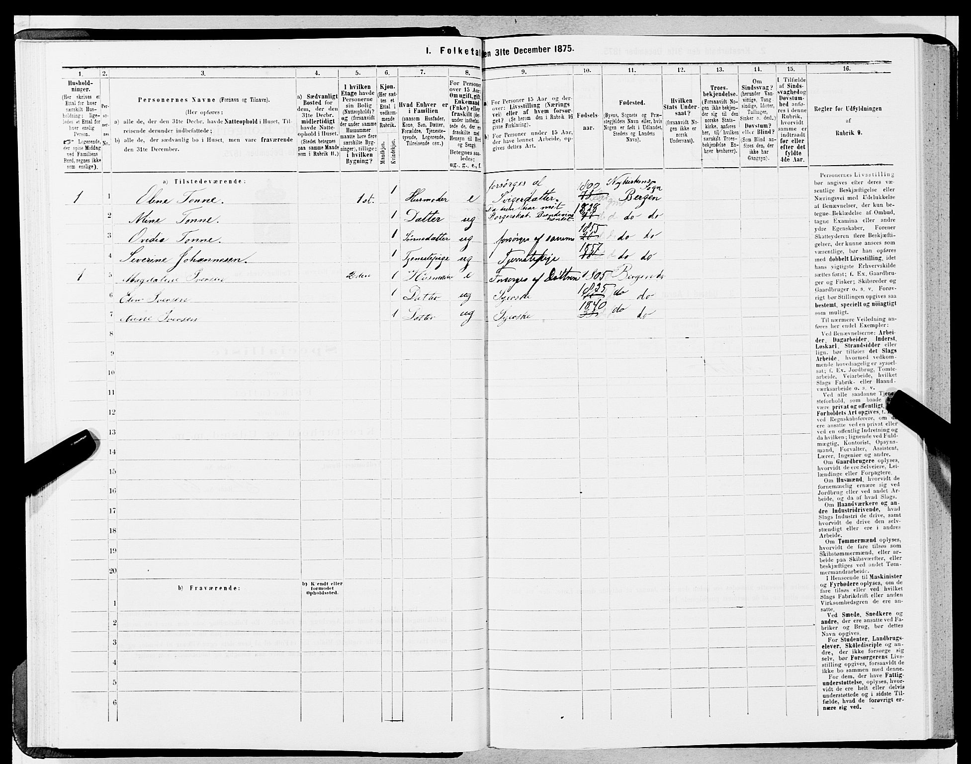 SAB, 1875 census for 1301 Bergen, 1875, p. 900