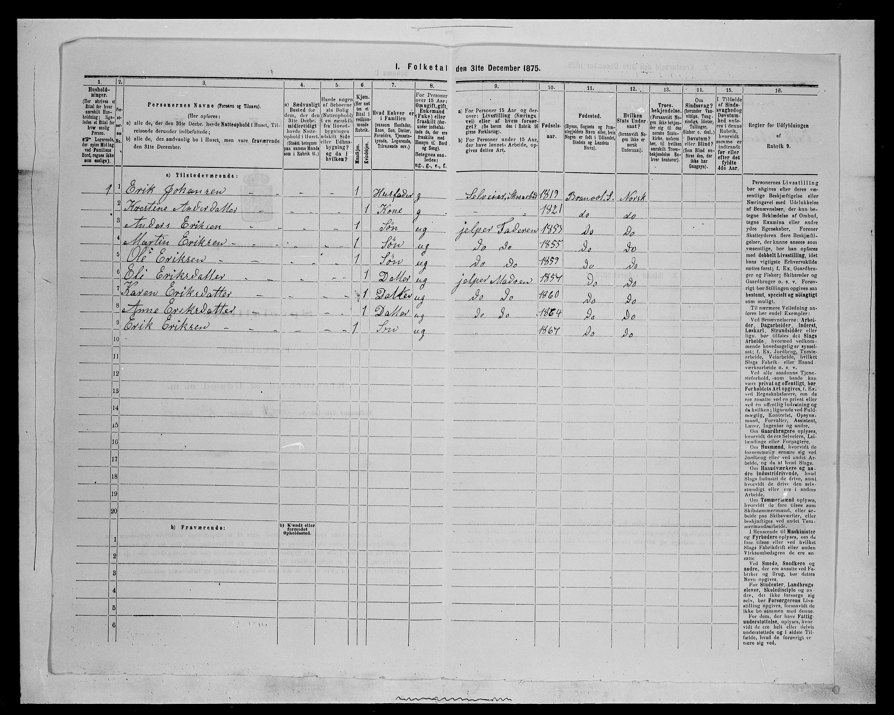 SAH, 1875 census for 0422P Brandval, 1875, p. 1053