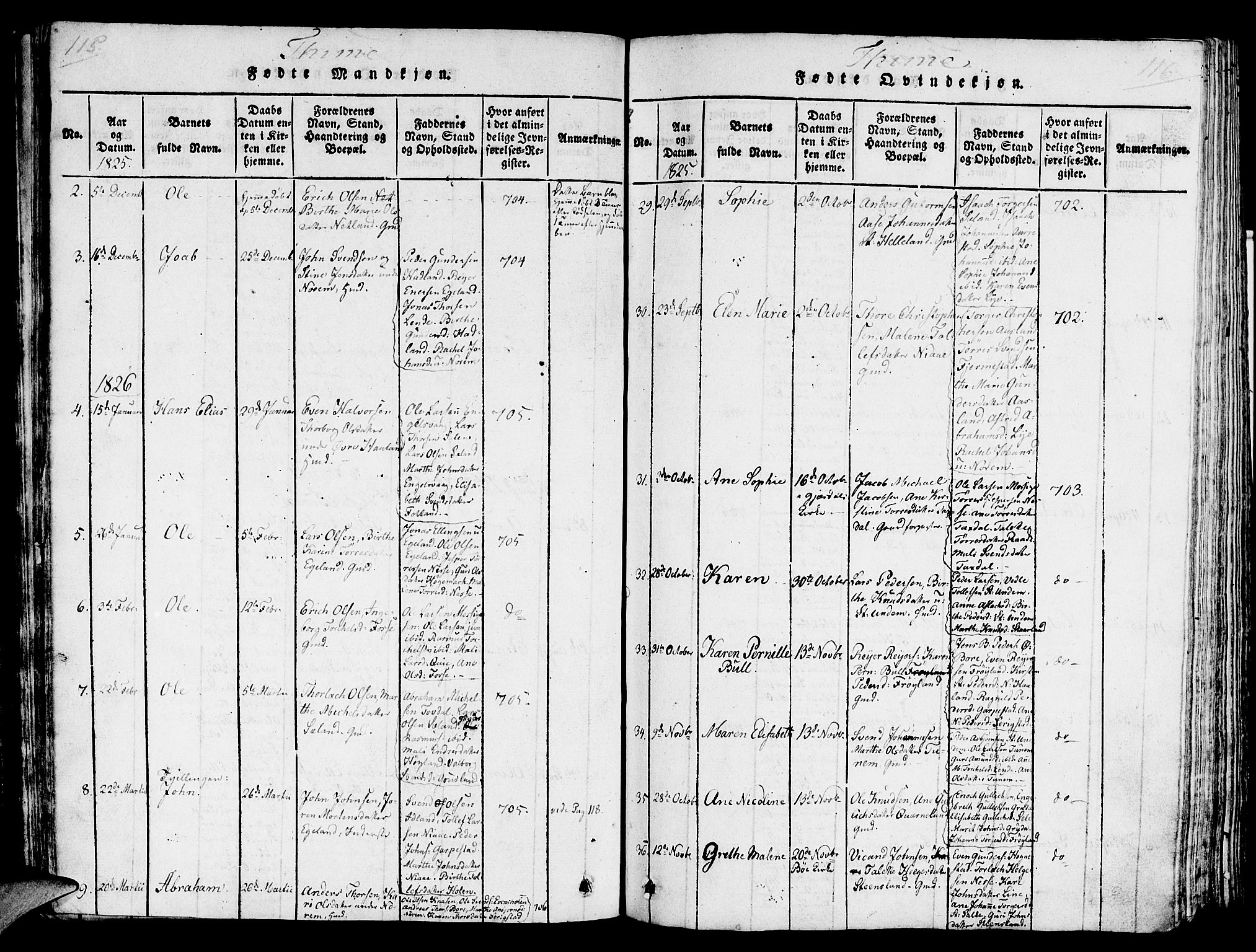 Lye sokneprestkontor, SAST/A-101794/001/30/30BA/L0003: Parish register (official) no. A 3 /1, 1816-1826, p. 115-116