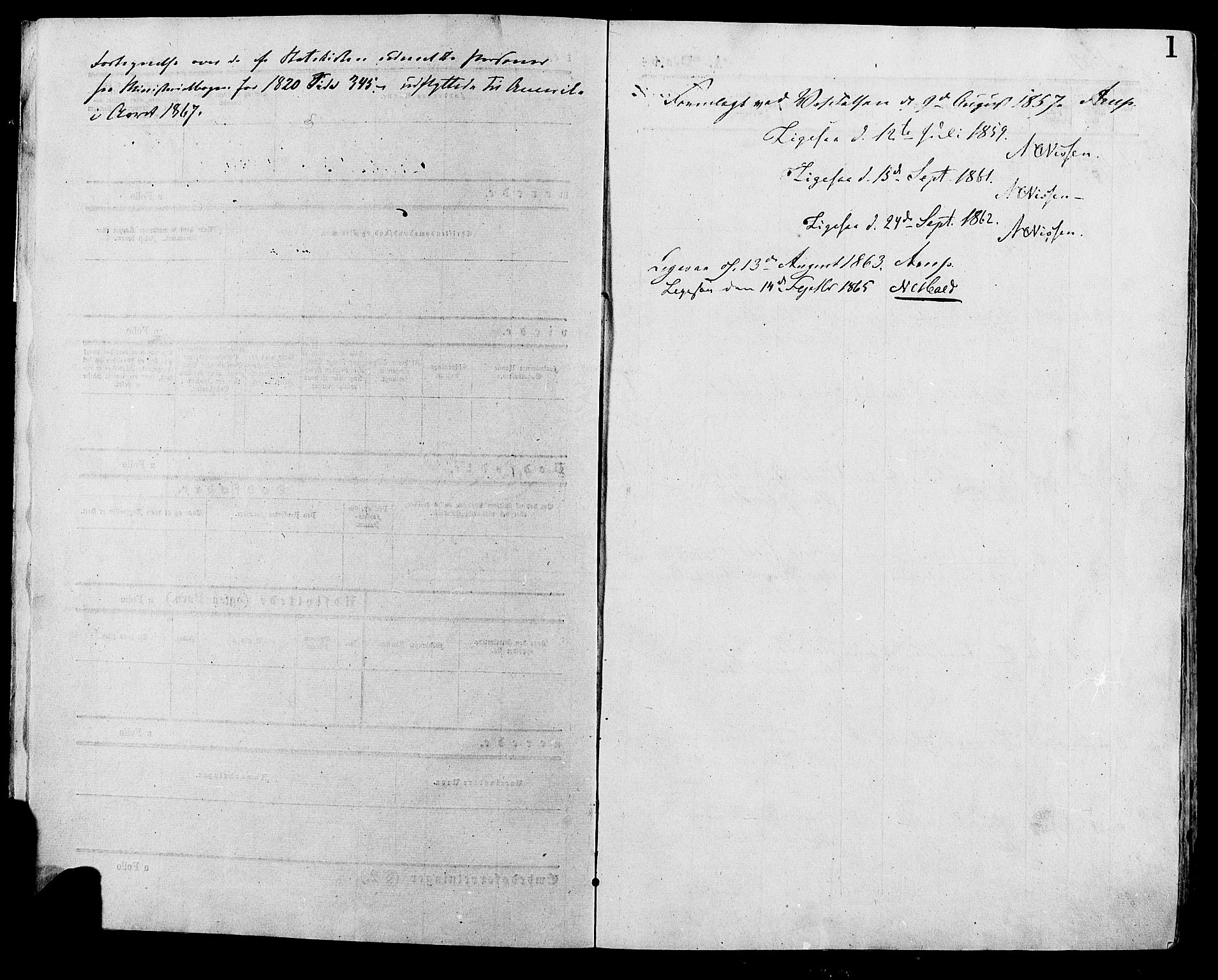 Lesja prestekontor, SAH/PREST-068/H/Ha/Haa/L0008: Parish register (official) no. 8, 1854-1880, p. 1