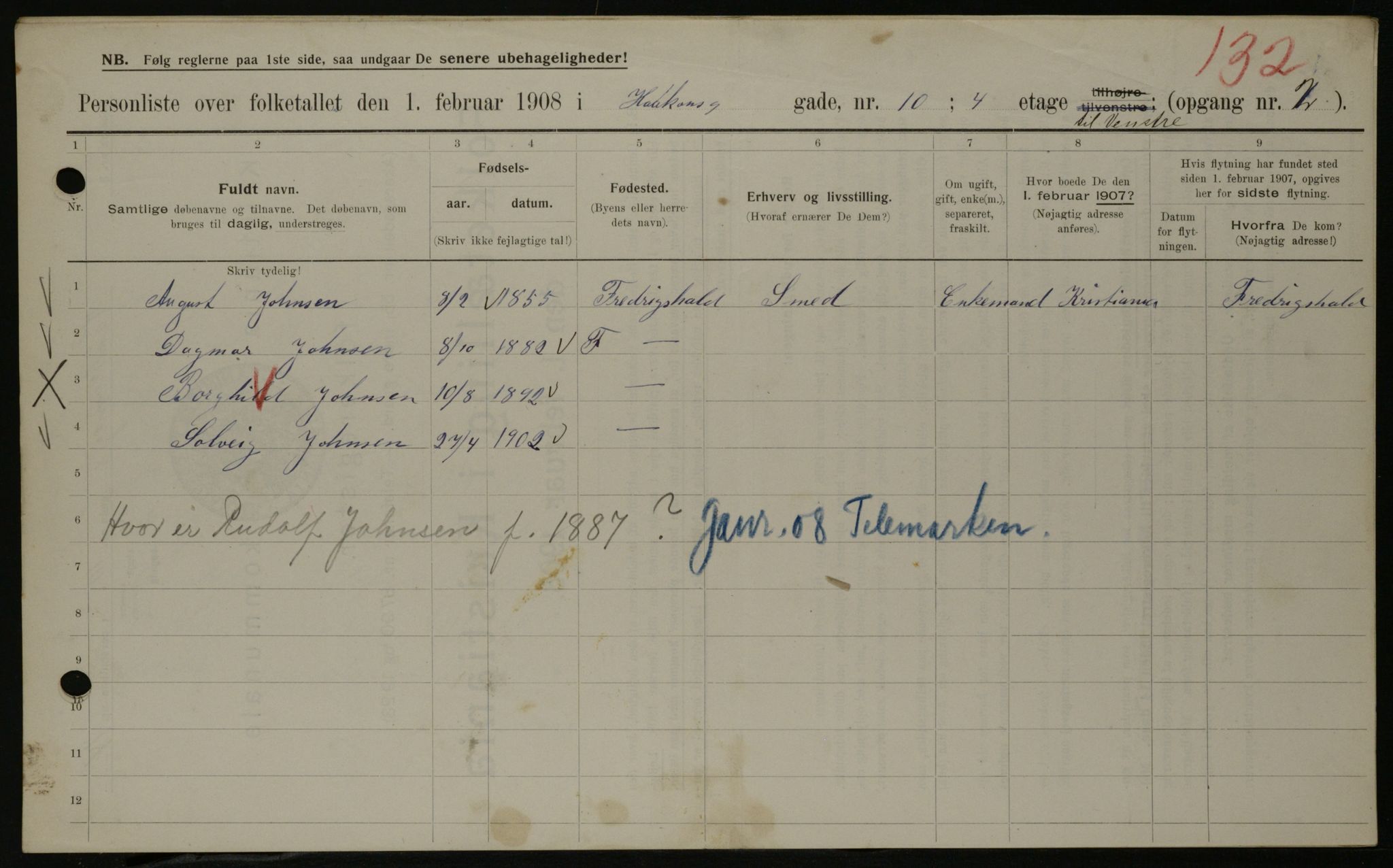 OBA, Municipal Census 1908 for Kristiania, 1908, p. 38434