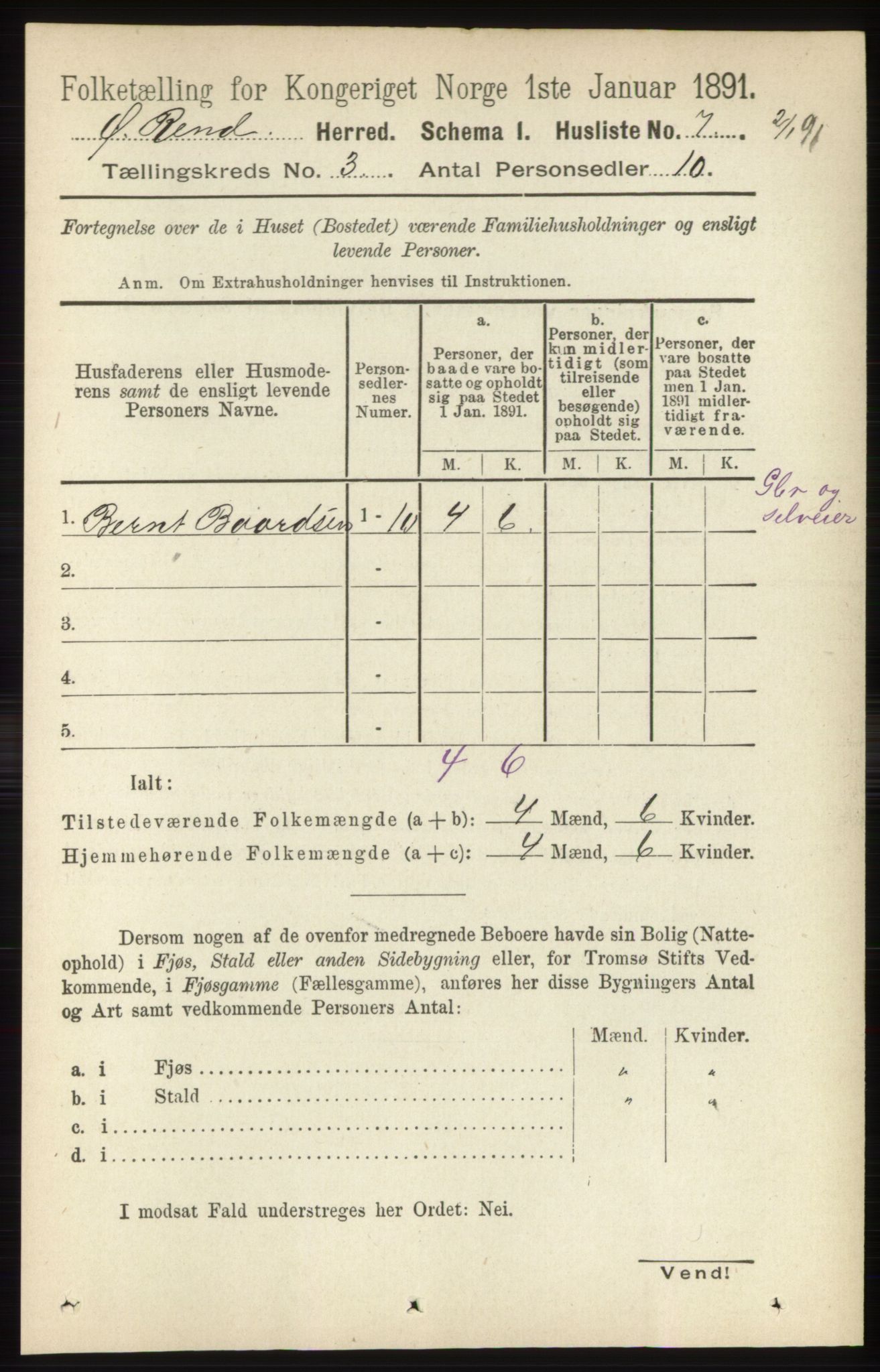 RA, 1891 census for 0433 Øvre Rendal, 1891, p. 806