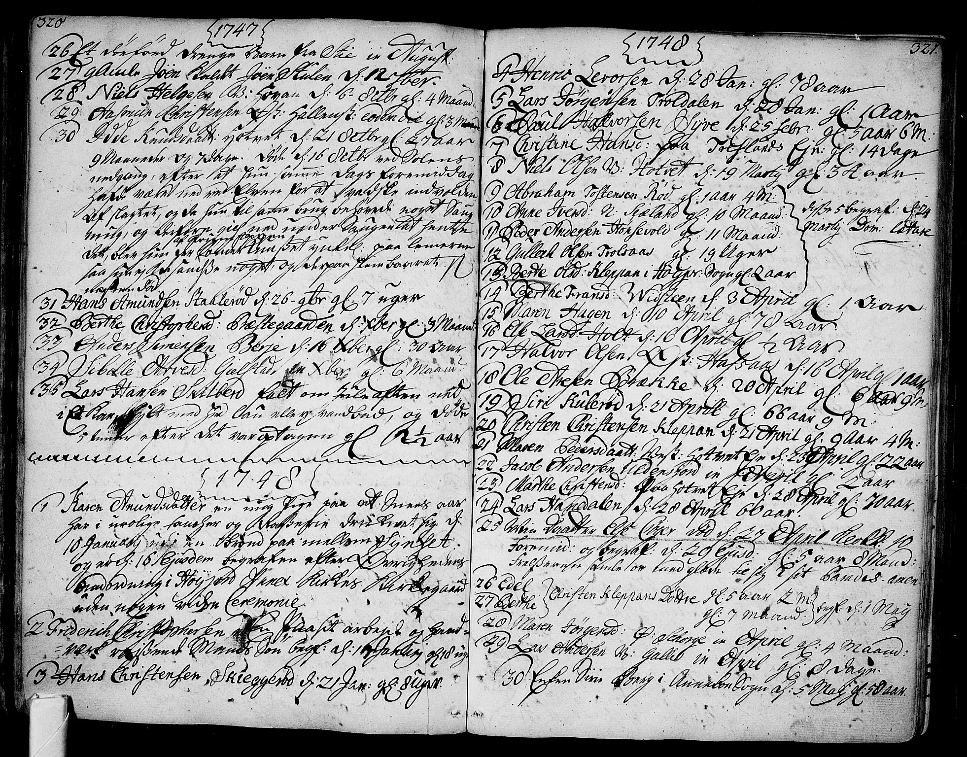 Andebu kirkebøker, SAKO/A-336/F/Fa/L0002: Parish register (official) no. 2, 1733-1802, p. 320-321