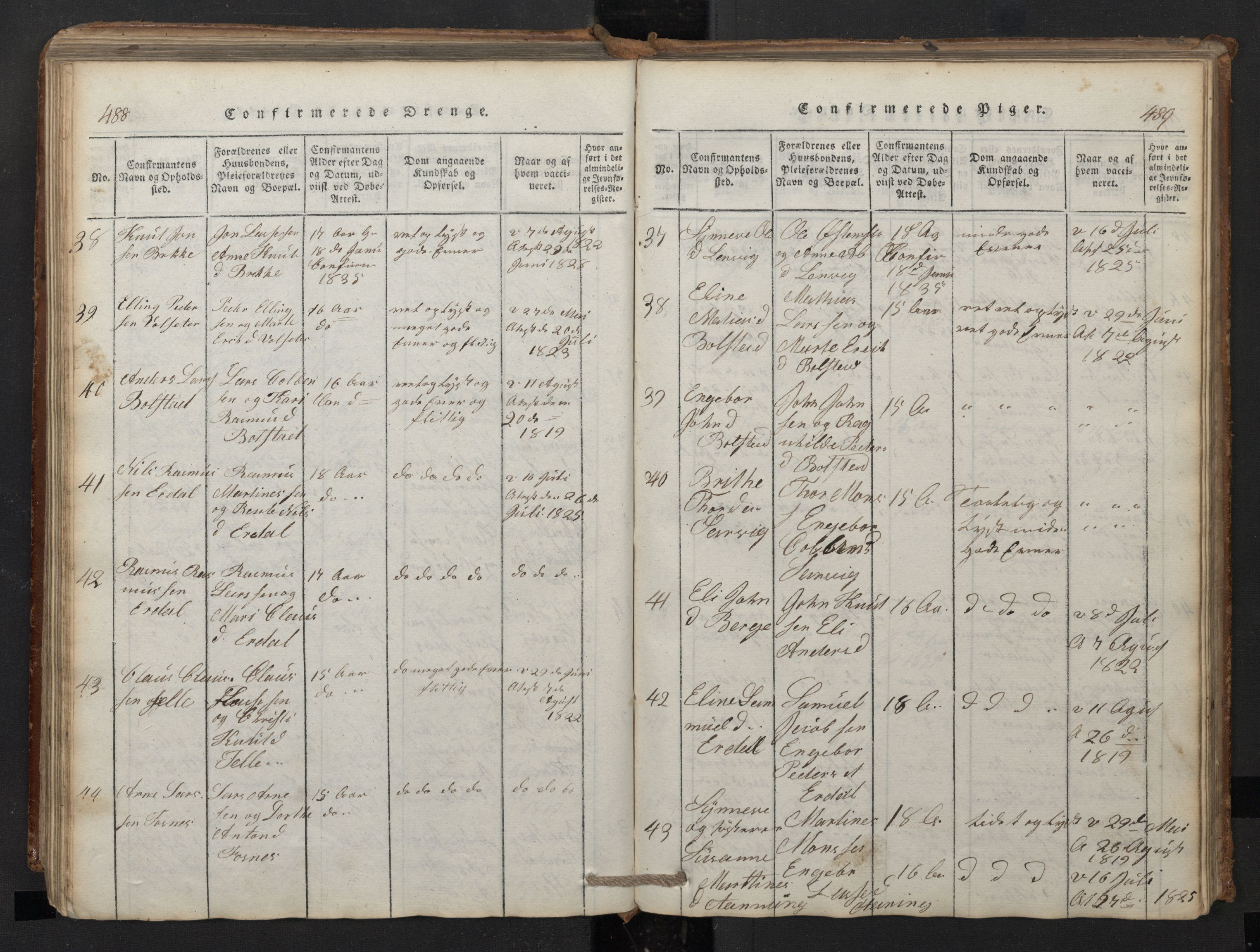 Stryn Sokneprestembete, SAB/A-82501: Parish register (copy) no. A 1, 1816-1844, p. 488-489