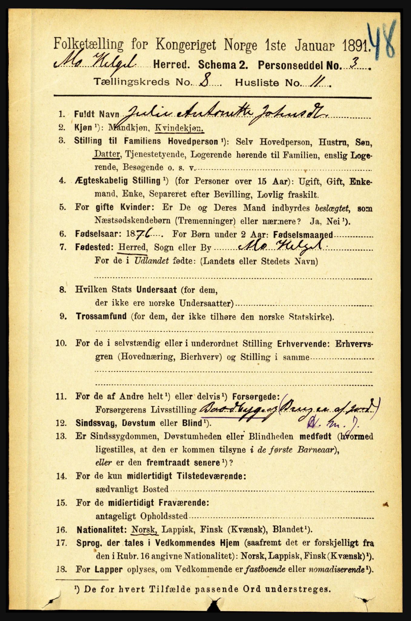 RA, 1891 census for 1833 Mo, 1891, p. 2994