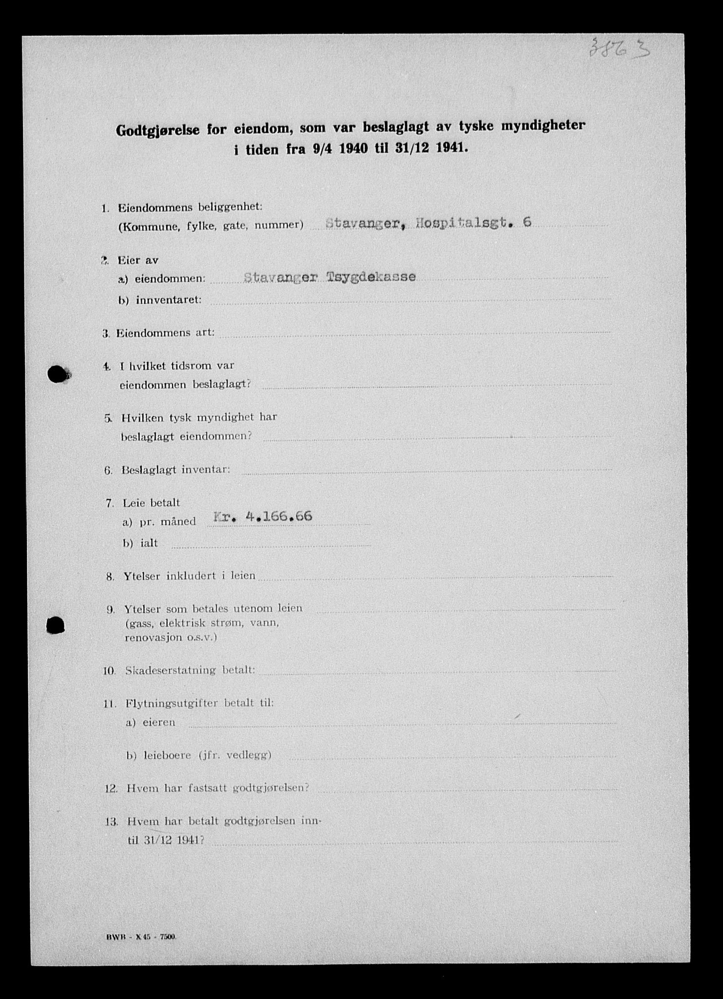 Justisdepartementet, Tilbakeføringskontoret for inndratte formuer, AV/RA-S-1564/I/L1014: Godtgjørelse for beslaglagt eiendom, 1940-1941, p. 132