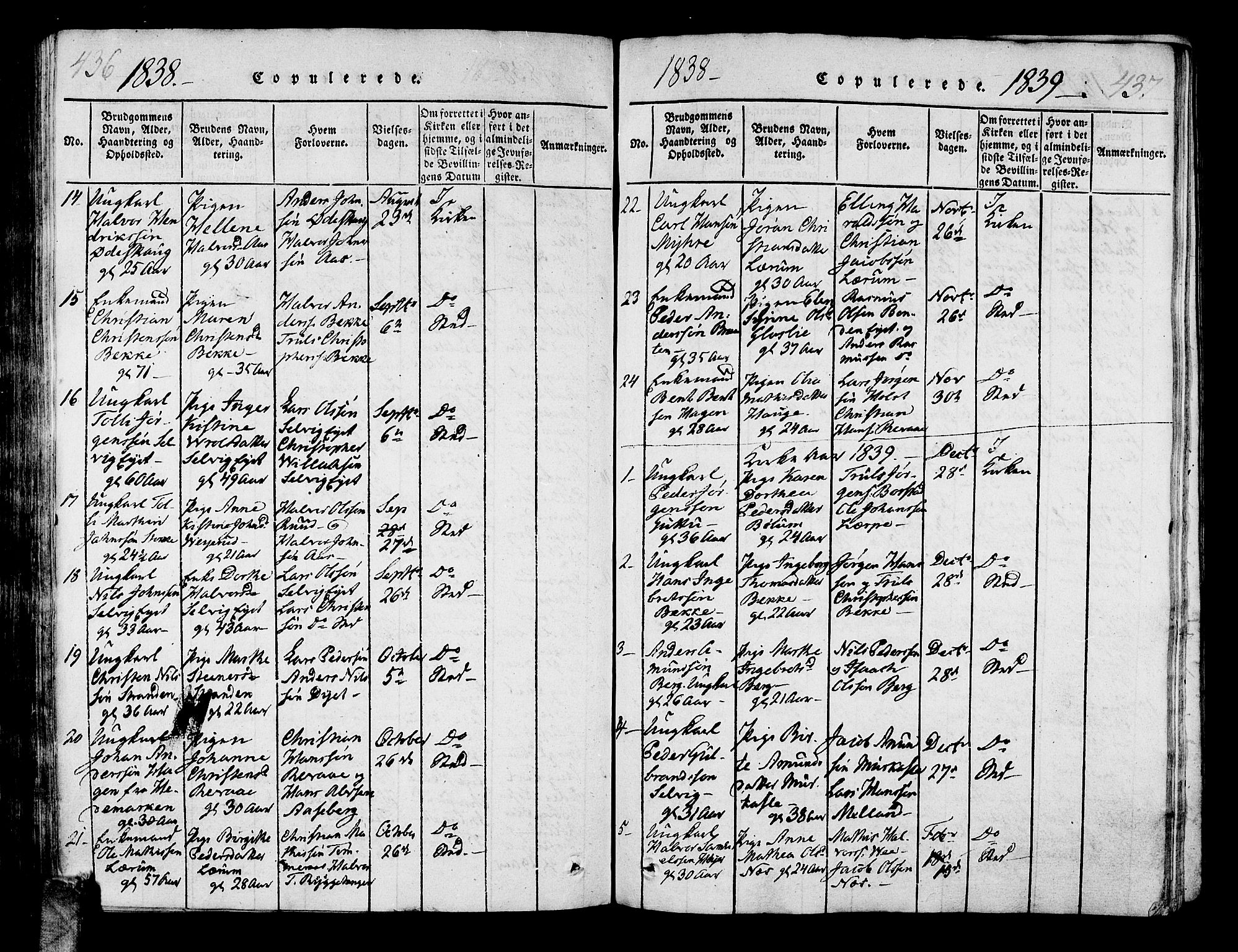Sande Kirkebøker, SAKO/A-53/G/Ga/L0001: Parish register (copy) no. 1, 1814-1847, p. 436-437