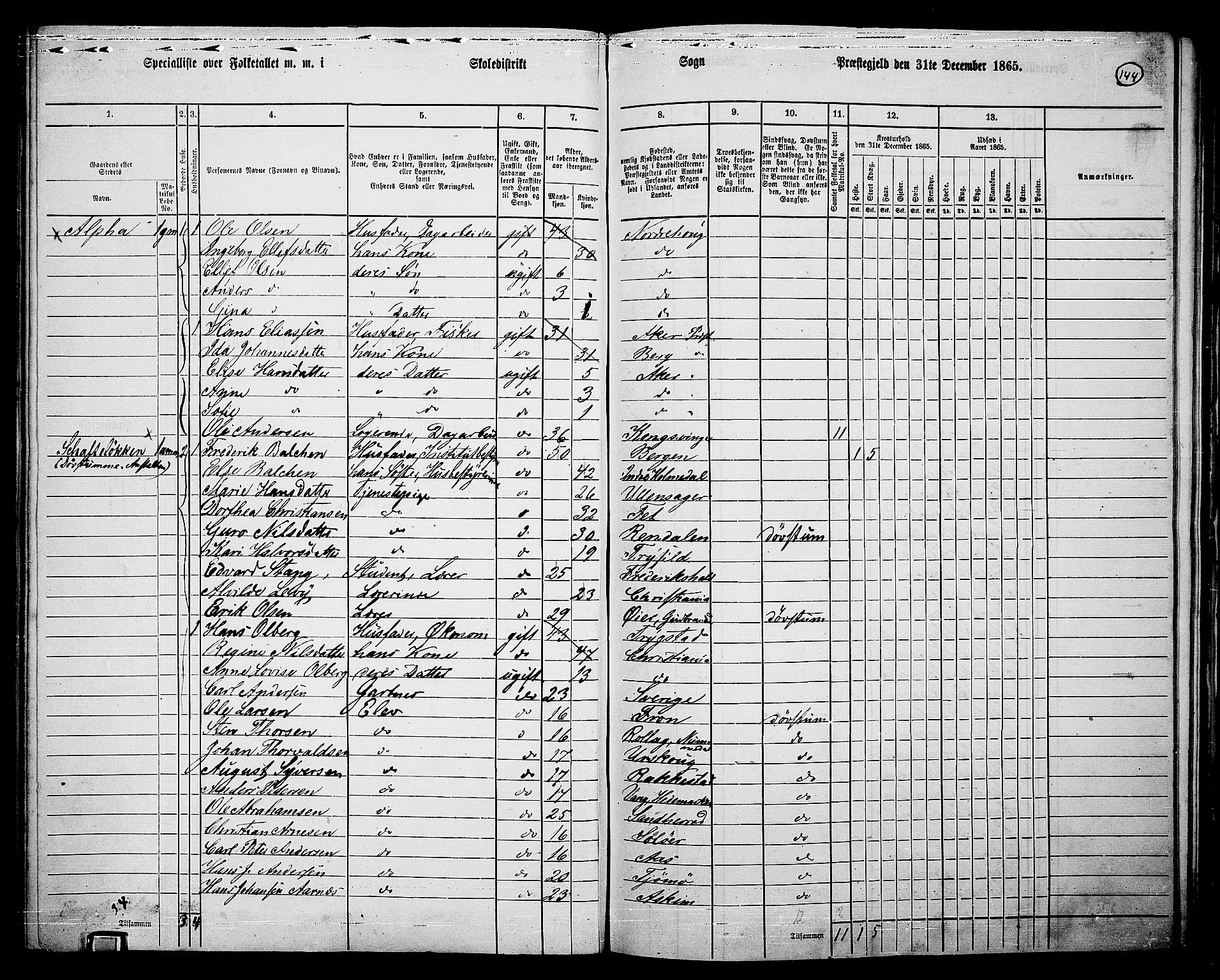 RA, 1865 census for Vestre Aker, 1865, p. 310