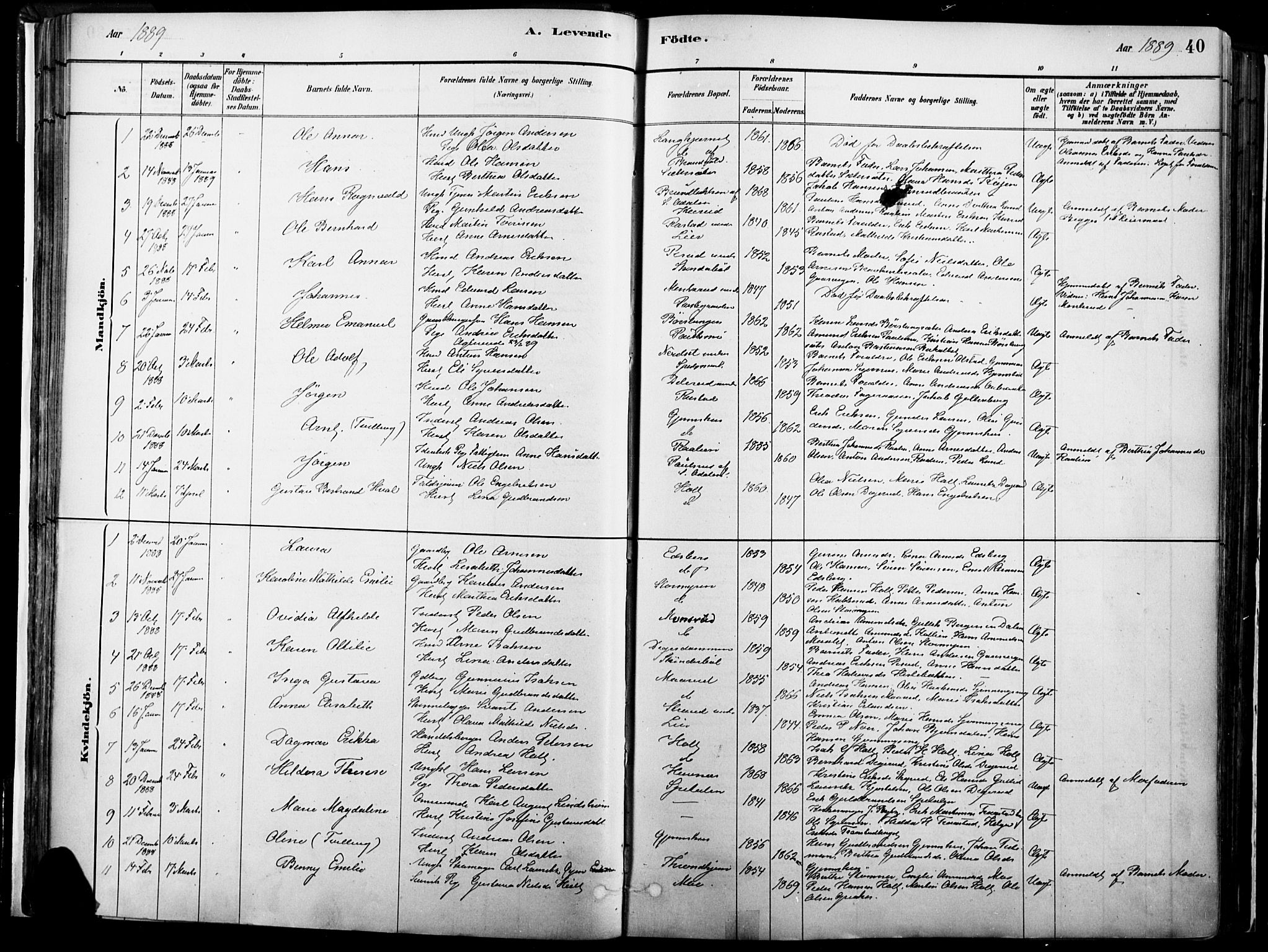 Vinger prestekontor, AV/SAH-PREST-024/H/Ha/Haa/L0014: Parish register (official) no. 14, 1881-1900, p. 40