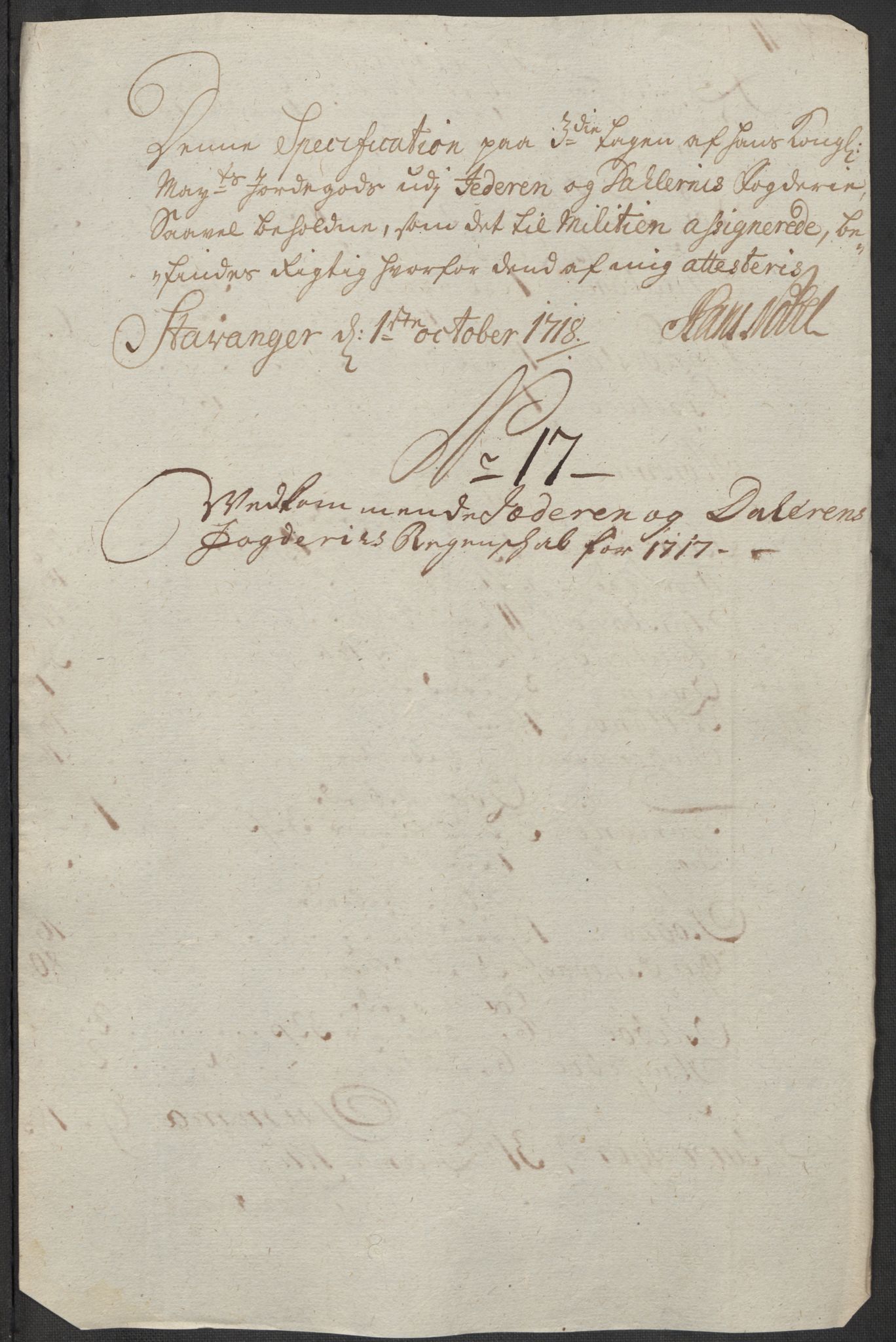 Rentekammeret inntil 1814, Reviderte regnskaper, Fogderegnskap, AV/RA-EA-4092/R46/L2742: Fogderegnskap Jæren og Dalane, 1717, p. 106