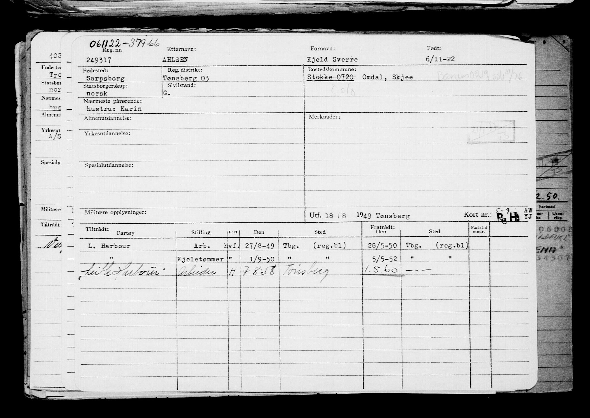 Direktoratet for sjømenn, AV/RA-S-3545/G/Gb/L0212: Hovedkort, 1922, p. 108