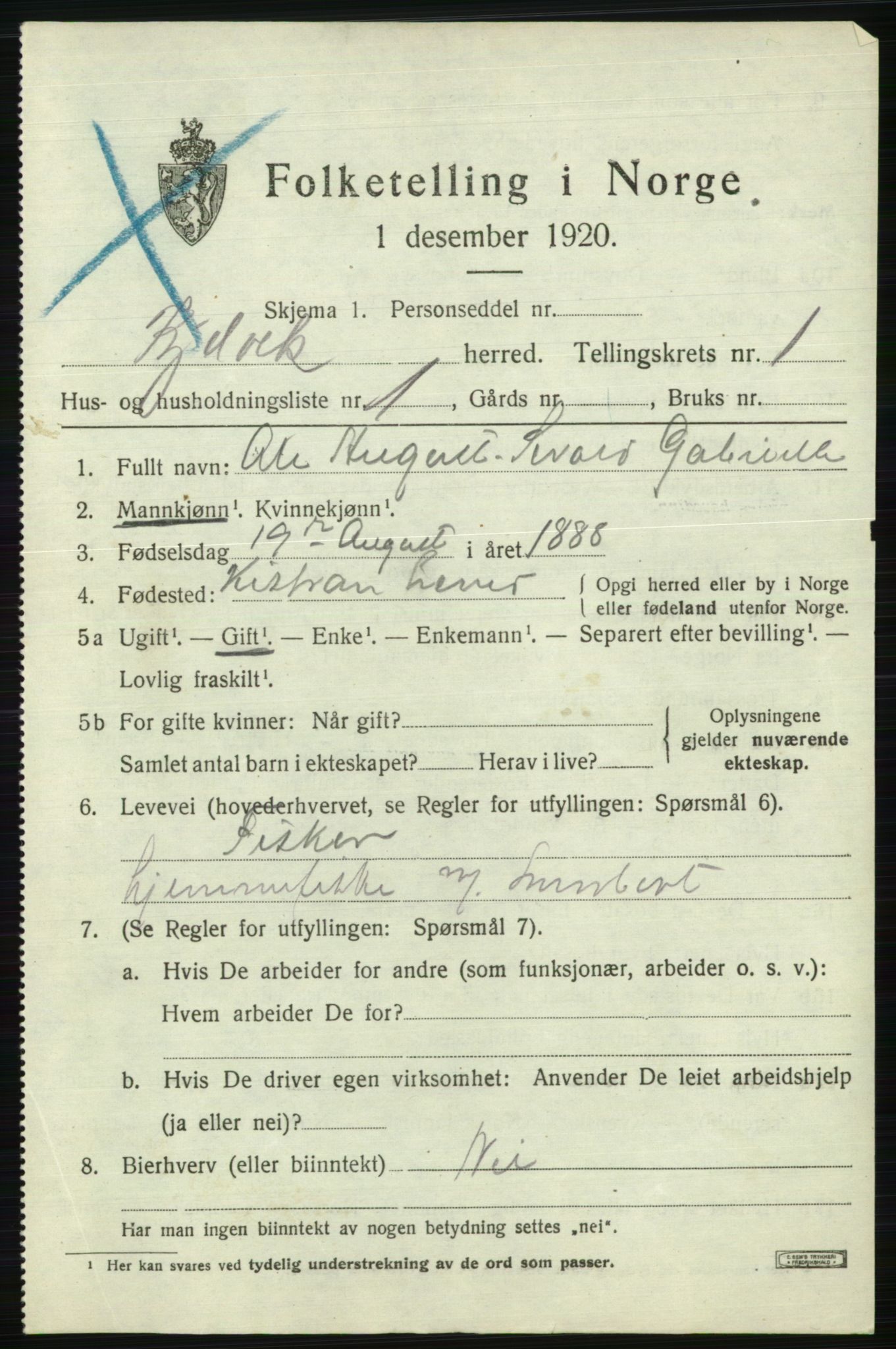 SATØ, 1920 census for Kjelvik, 1920, p. 1145