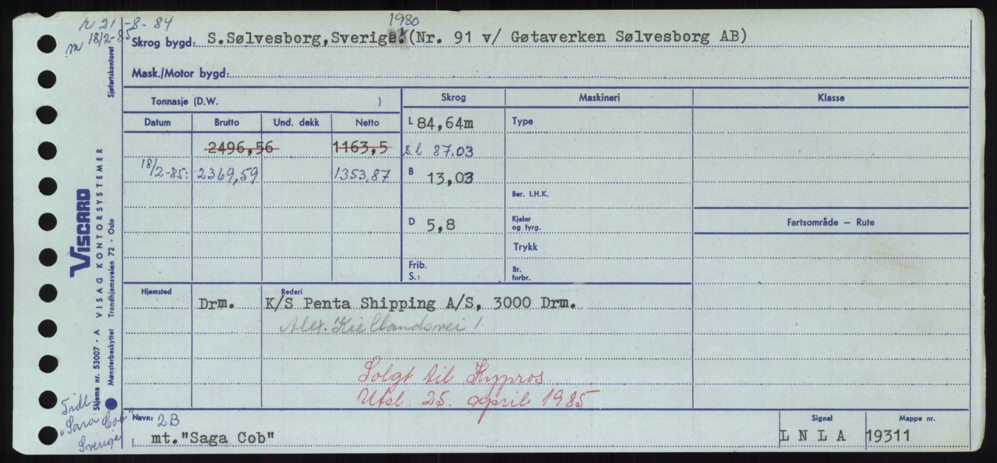 Sjøfartsdirektoratet med forløpere, Skipsmålingen, RA/S-1627/H/Hd/L0031: Fartøy, Rju-Sam, p. 525