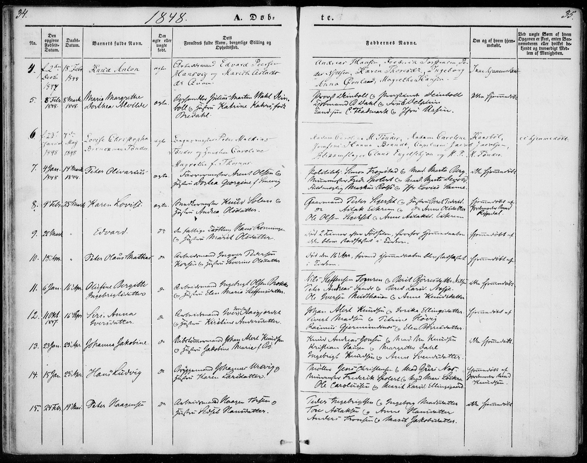 Ministerialprotokoller, klokkerbøker og fødselsregistre - Møre og Romsdal, SAT/A-1454/558/L0689: Parish register (official) no. 558A03, 1843-1872, p. 34-35