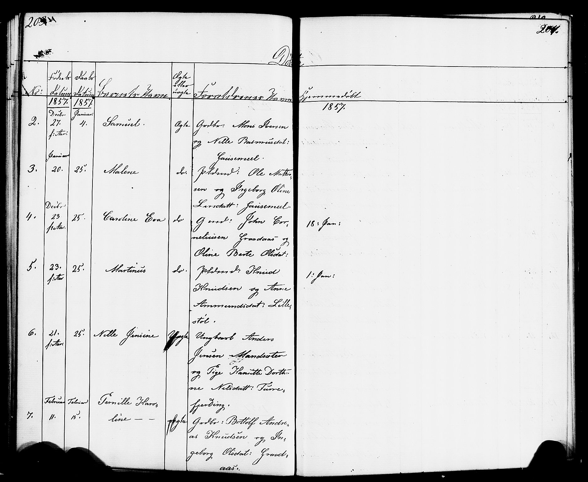 Hornindal sokneprestembete, AV/SAB-A-82401/H/Haa/Haaa/L0001: Parish register (official) no. A 1, 1837-1866, p. 204-205