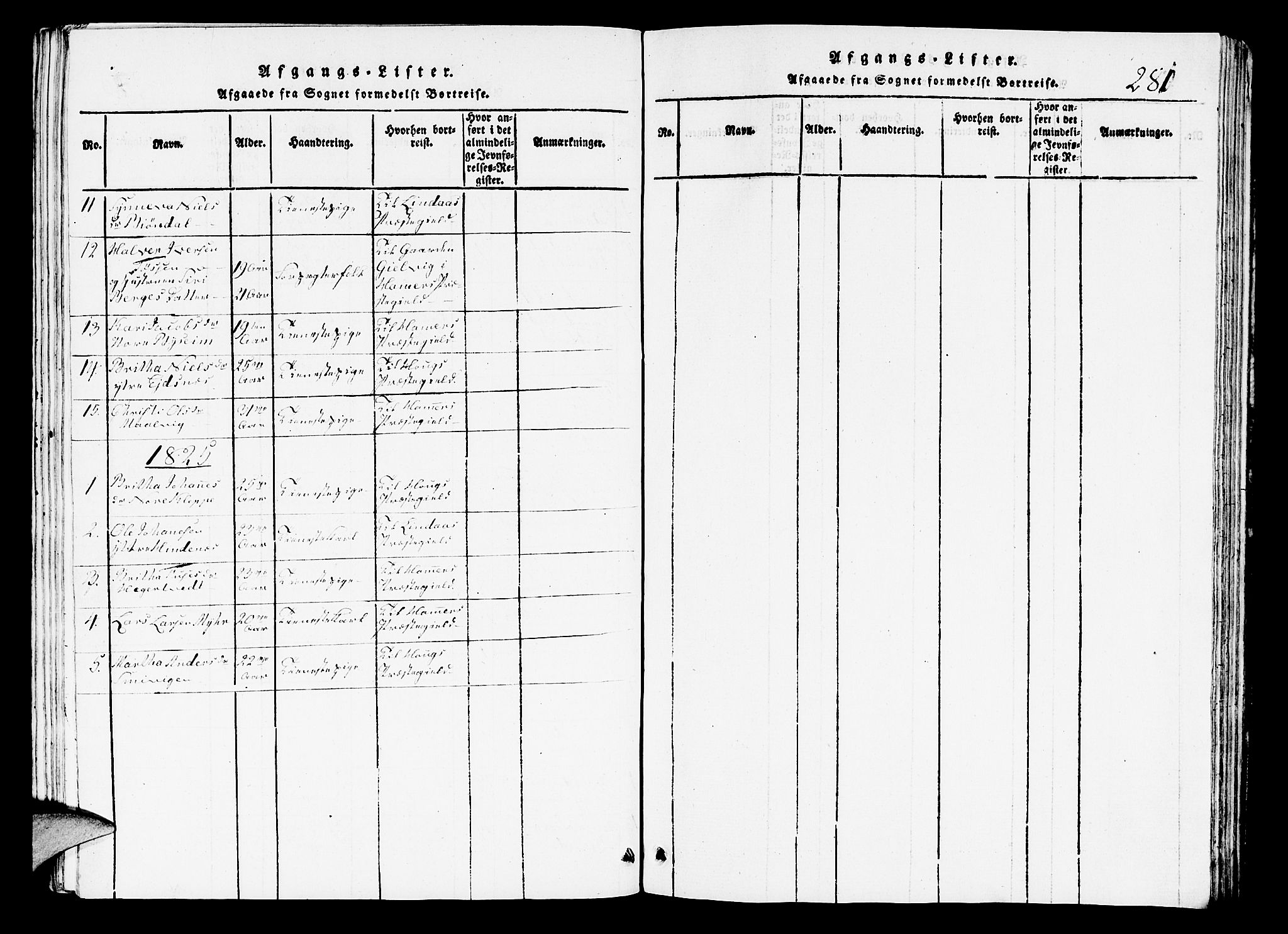 Hosanger sokneprestembete, AV/SAB-A-75801/H/Hab: Parish register (copy) no. A 1 /1, 1816-1856, p. 281