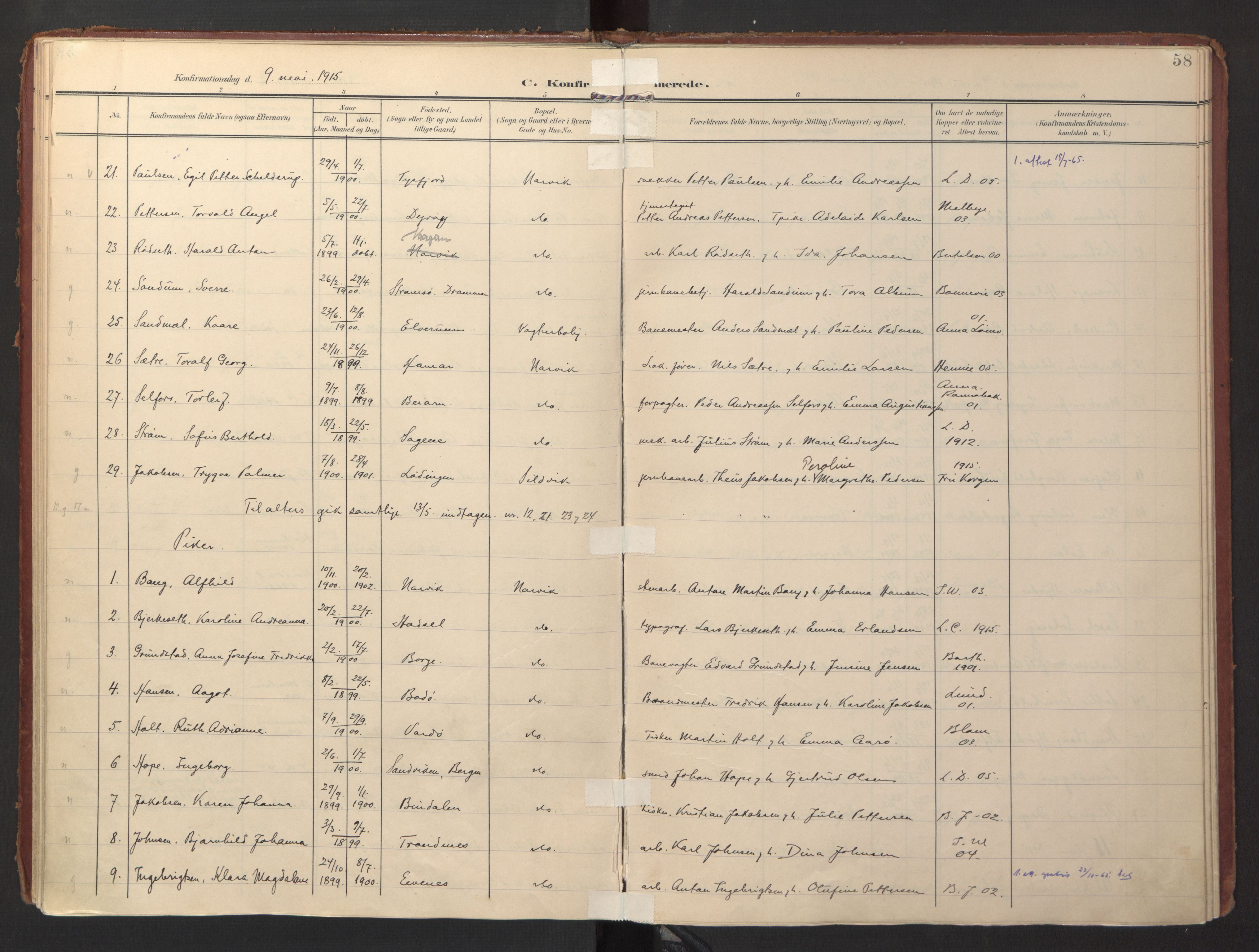 Ministerialprotokoller, klokkerbøker og fødselsregistre - Nordland, SAT/A-1459/871/L0998: Parish register (official) no. 871A14, 1902-1921, p. 58