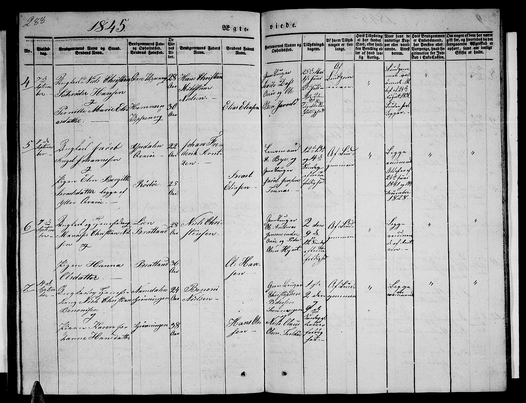 Ministerialprotokoller, klokkerbøker og fødselsregistre - Nordland, AV/SAT-A-1459/839/L0572: Parish register (copy) no. 839C02, 1841-1873, p. 288