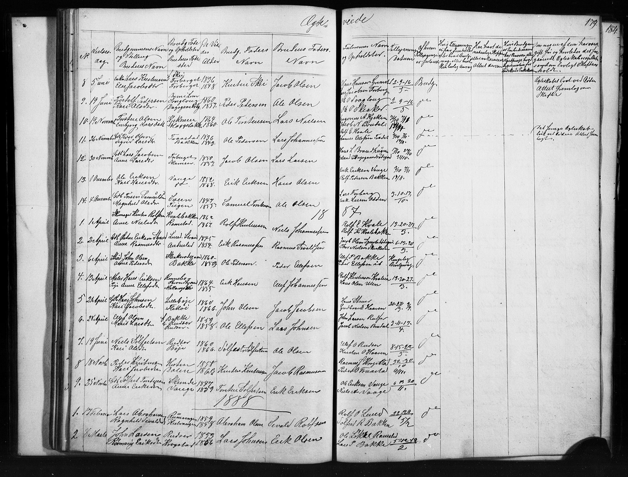 Skjåk prestekontor, SAH/PREST-072/H/Ha/Hab/L0001: Parish register (copy) no. 1, 1865-1893, p. 179