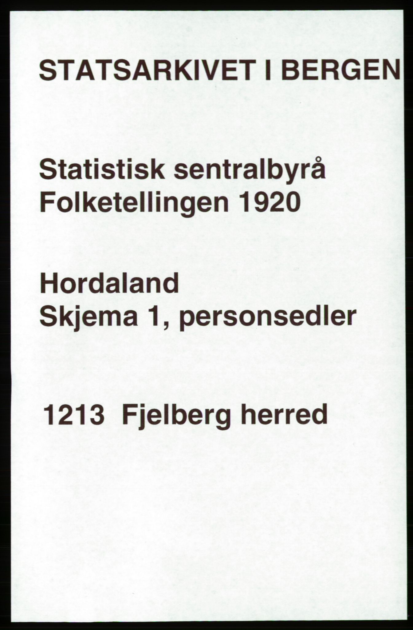 SAB, 1920 census for Fjelberg, 1920, p. 679