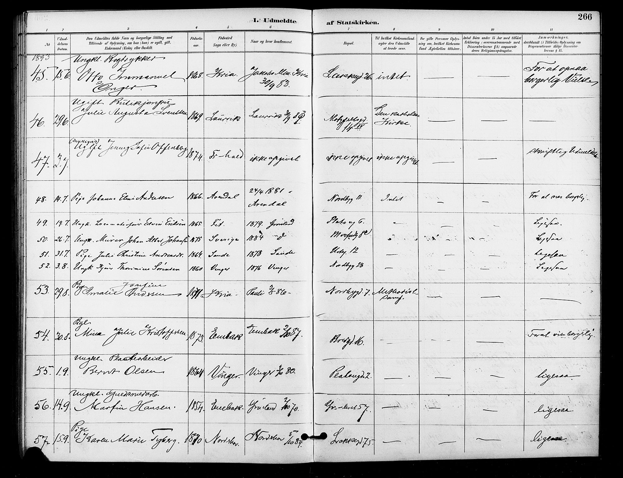 Grønland prestekontor Kirkebøker, AV/SAO-A-10848/F/Fa/L0011: Parish register (official) no. 11, 1892-1907, p. 266