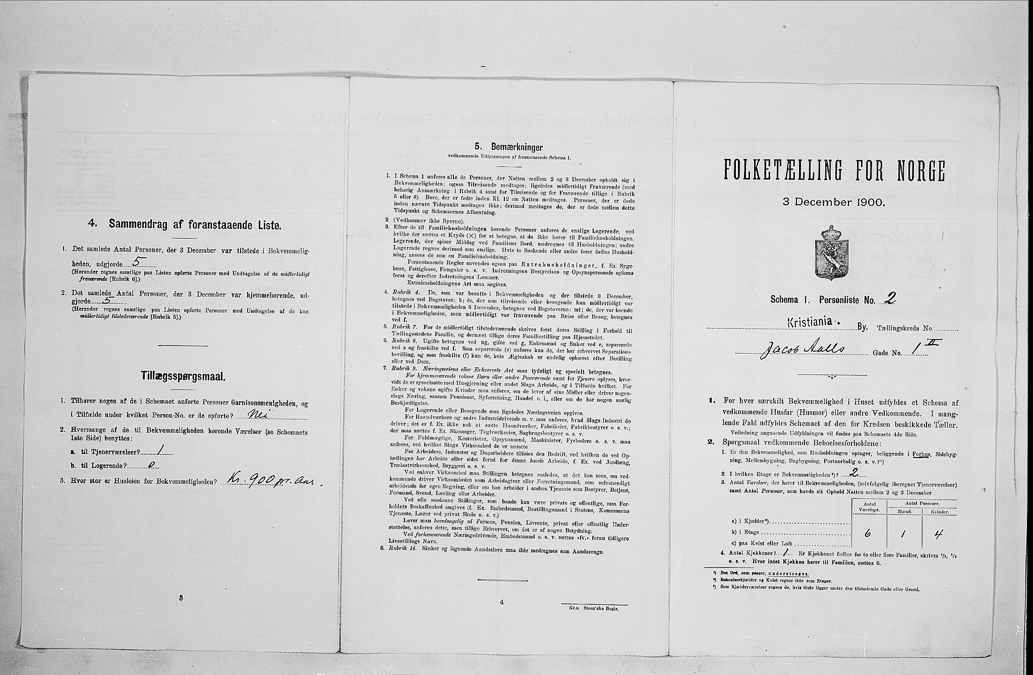 SAO, 1900 census for Kristiania, 1900, p. 42233