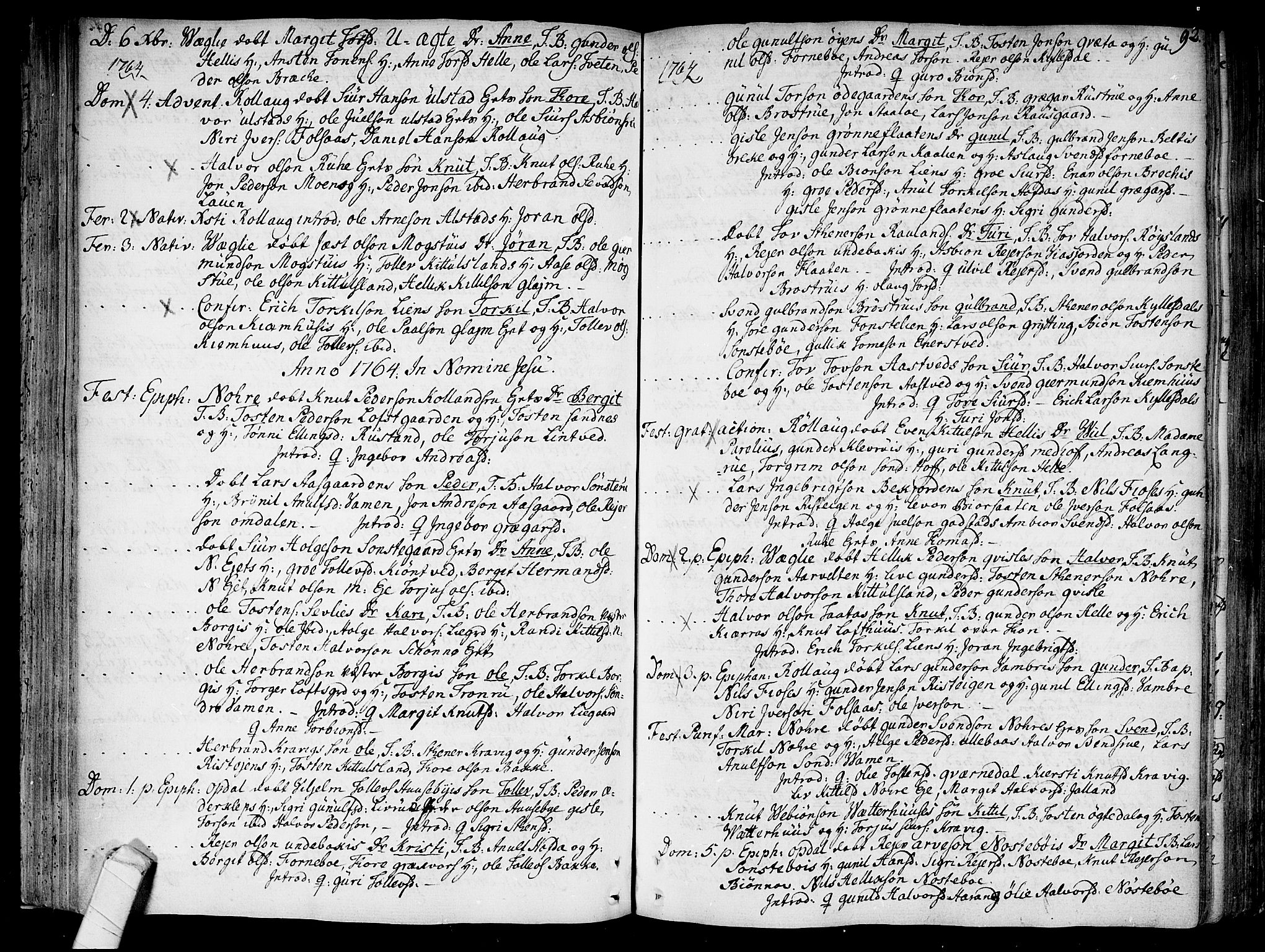 Rollag kirkebøker, SAKO/A-240/F/Fa/L0003: Parish register (official) no. I 3, 1743-1778, p. 92