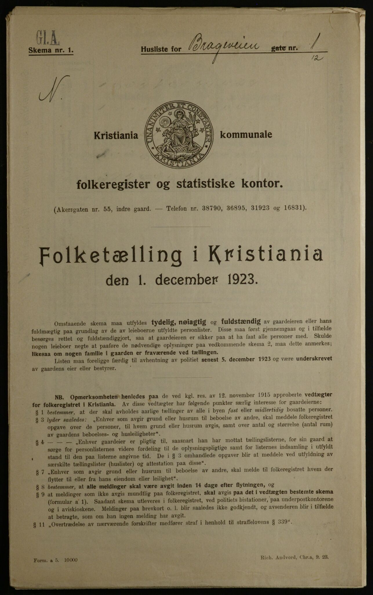 OBA, Municipal Census 1923 for Kristiania, 1923, p. 9147