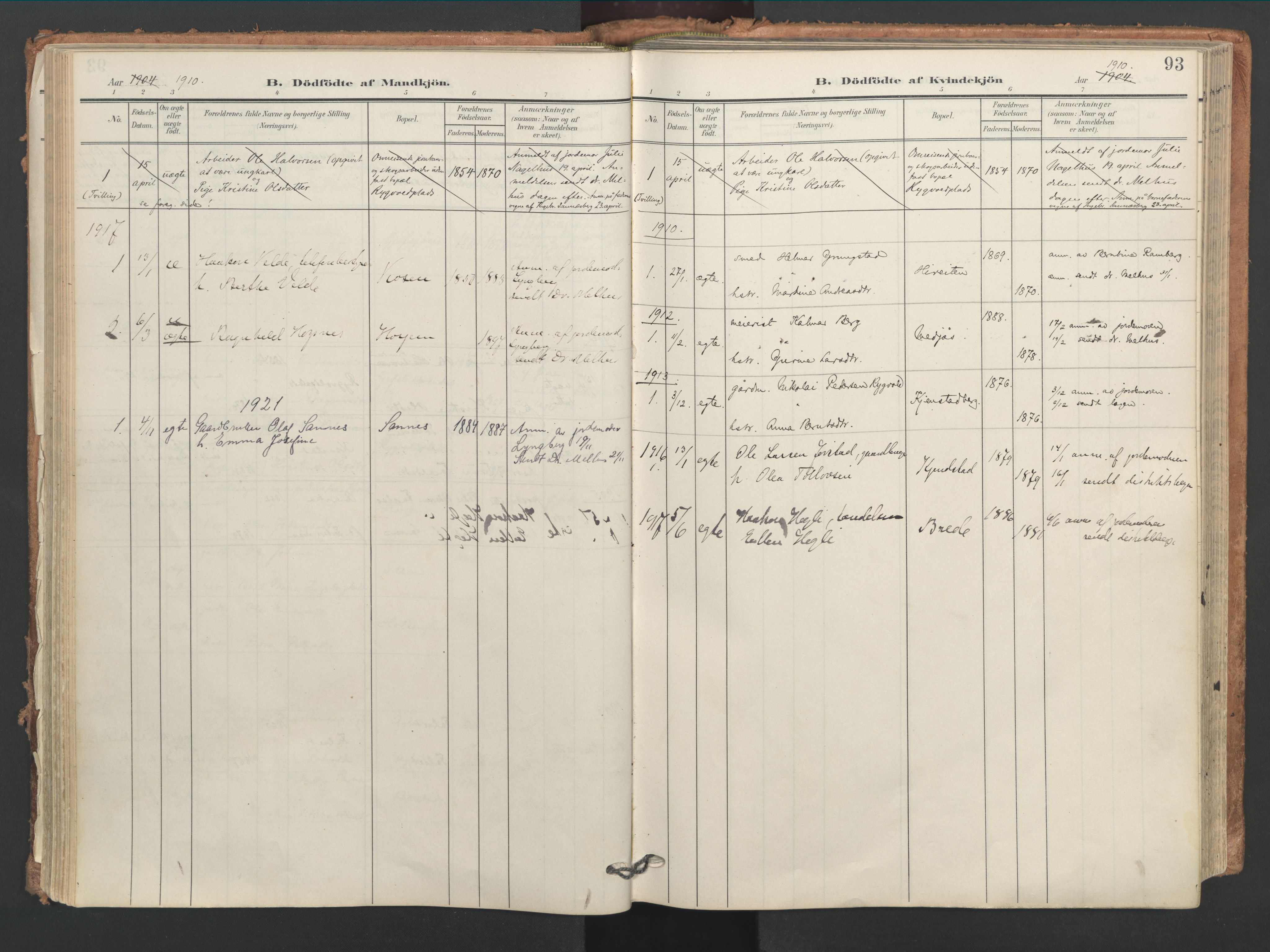 Ministerialprotokoller, klokkerbøker og fødselsregistre - Nord-Trøndelag, SAT/A-1458/749/L0477: Parish register (official) no. 749A11, 1902-1927, p. 93