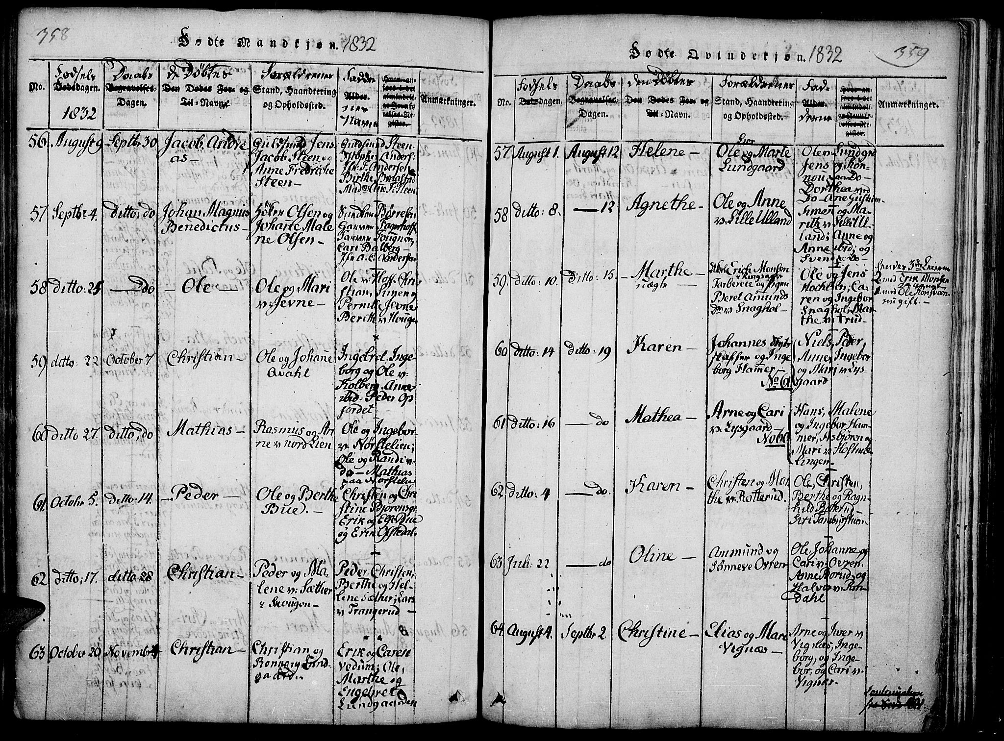 Fåberg prestekontor, AV/SAH-PREST-086/H/Ha/Haa/L0003: Parish register (official) no. 3, 1818-1833, p. 358-359