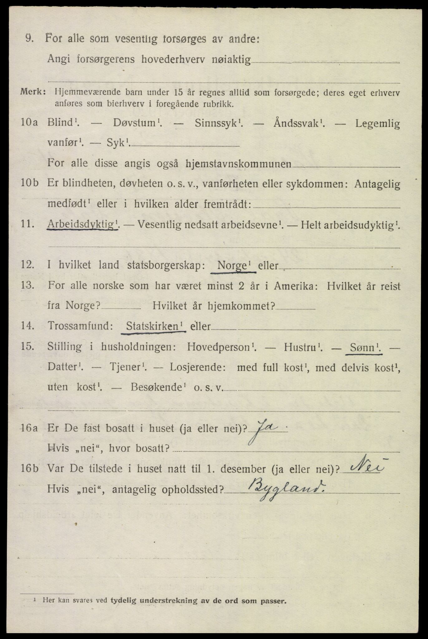 SAK, 1920 census for Valle, 1920, p. 2004