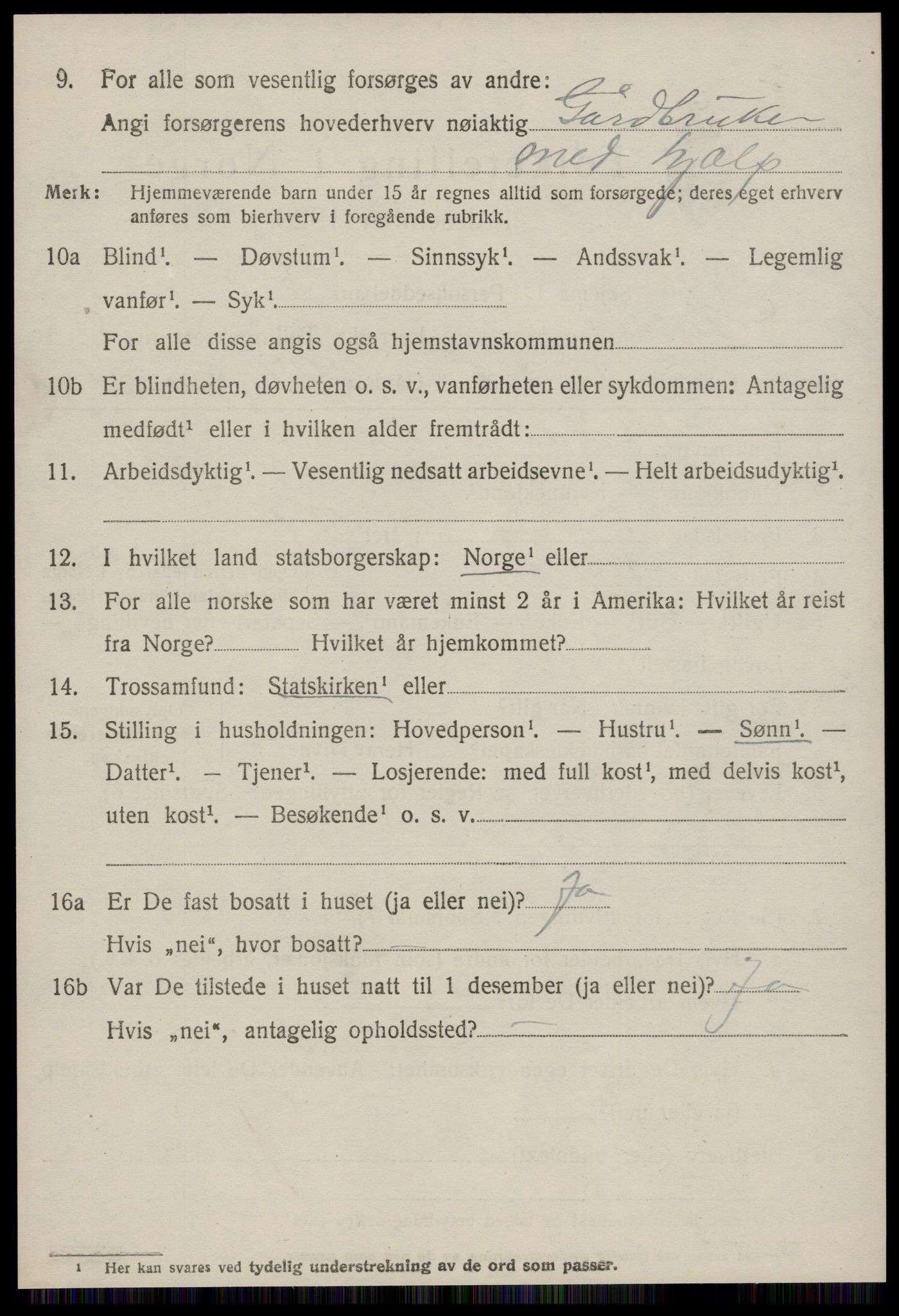 SAT, 1920 census for Nesset, 1920, p. 2215