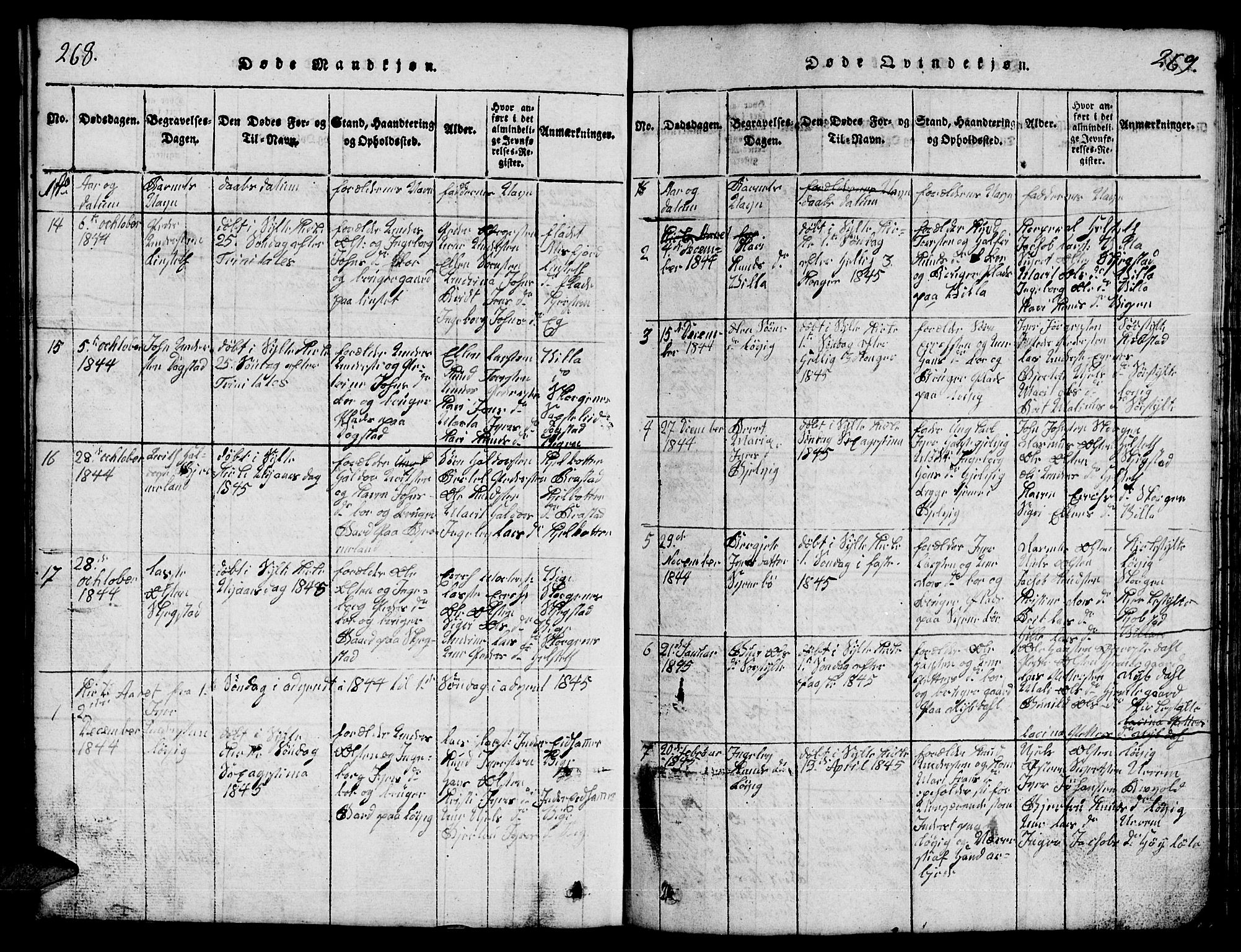 Ministerialprotokoller, klokkerbøker og fødselsregistre - Møre og Romsdal, AV/SAT-A-1454/541/L0546: Parish register (copy) no. 541C01, 1818-1856, p. 268-269