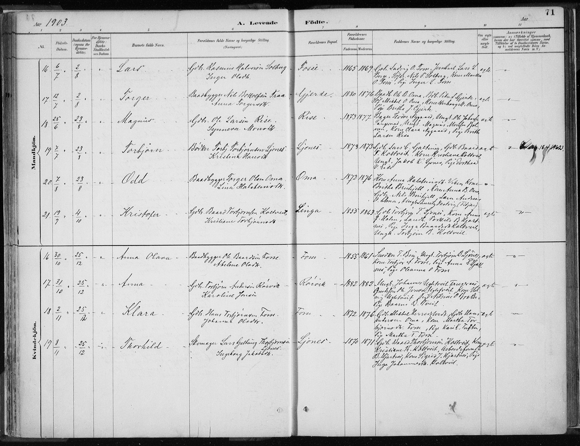 Strandebarm sokneprestembete, AV/SAB-A-78401/H/Haa: Parish register (official) no. B  1, 1886-1908, p. 71